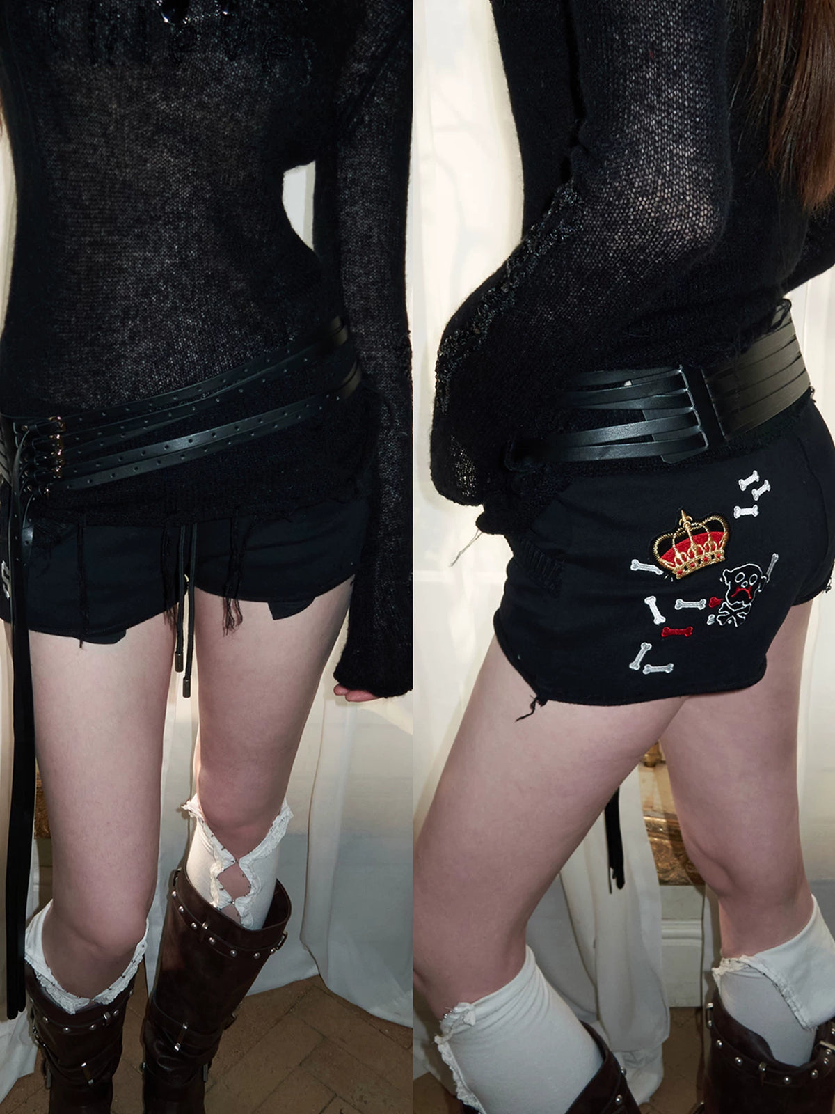 Bone Embroidery Sweat Shorts