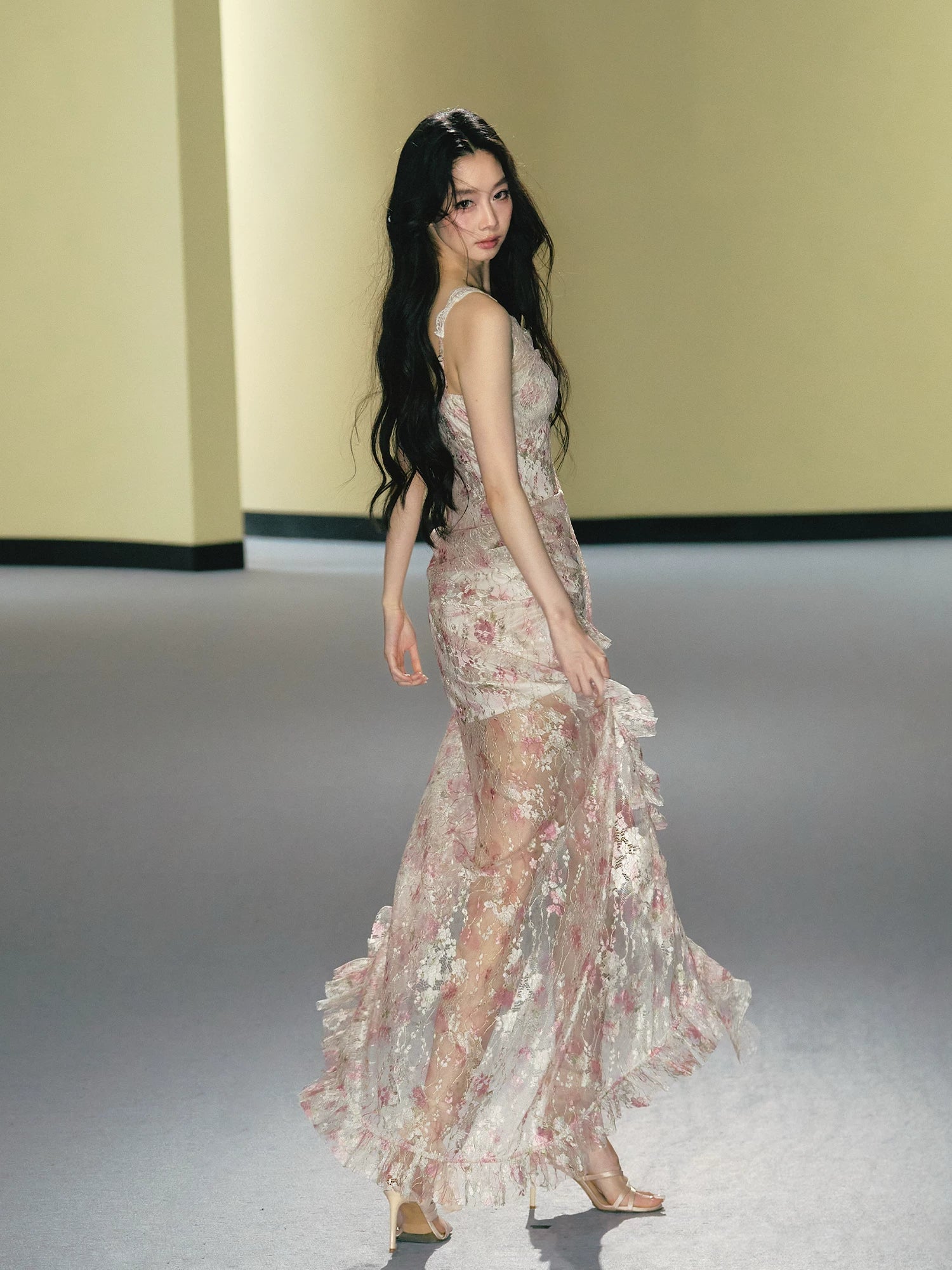 Floral Lace Slip Maxi Dress