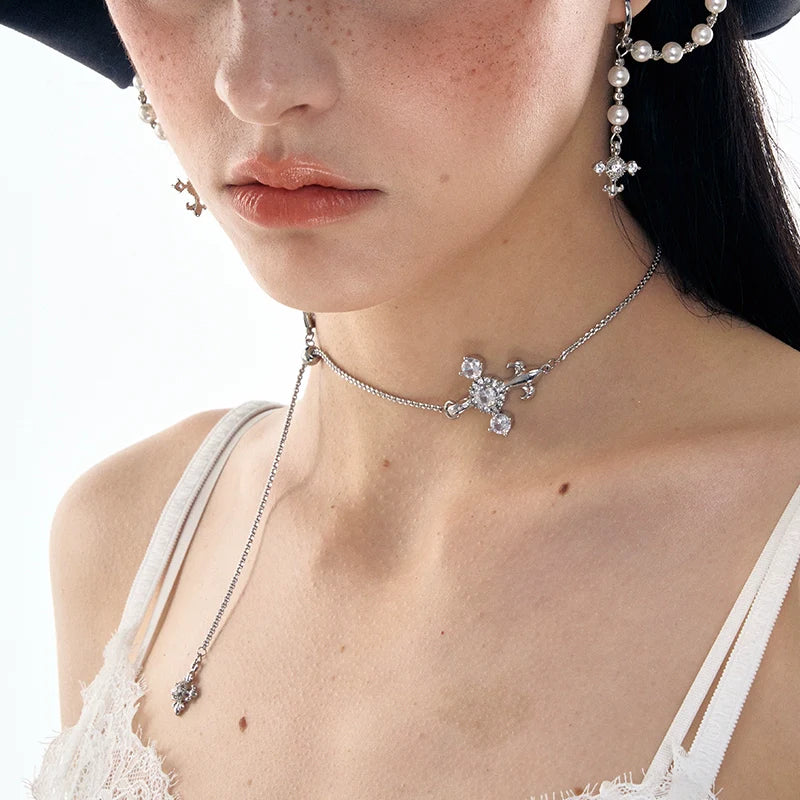 Iris Rhinestone Drawstring Necklace