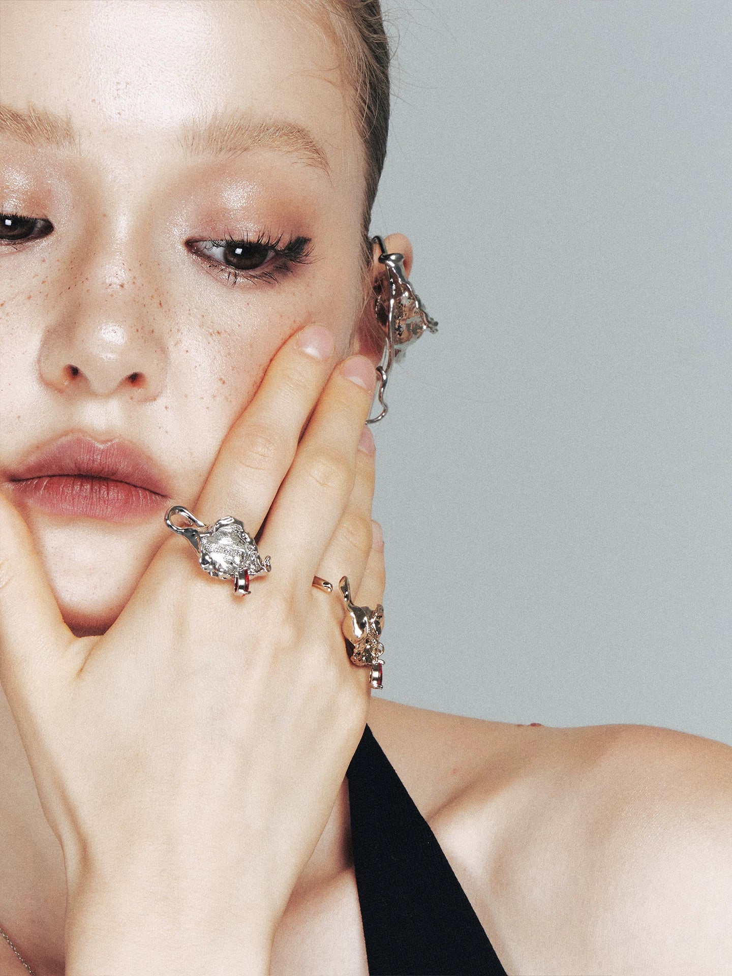 Floral Teardrop Open Ring