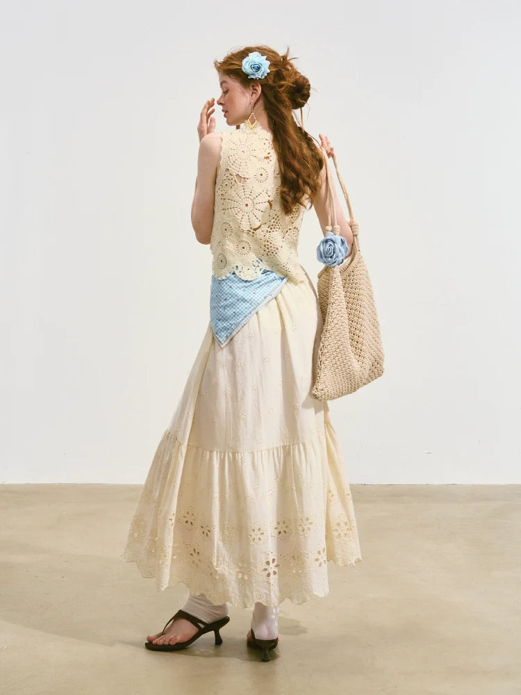 Hollow Lucky Flower Crochet Top & Skirt Set