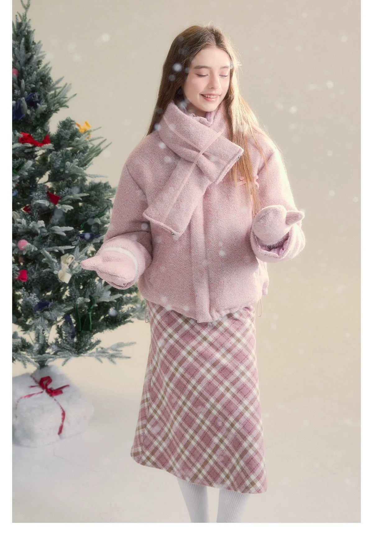 Pink Plaid Bodycon Skirt