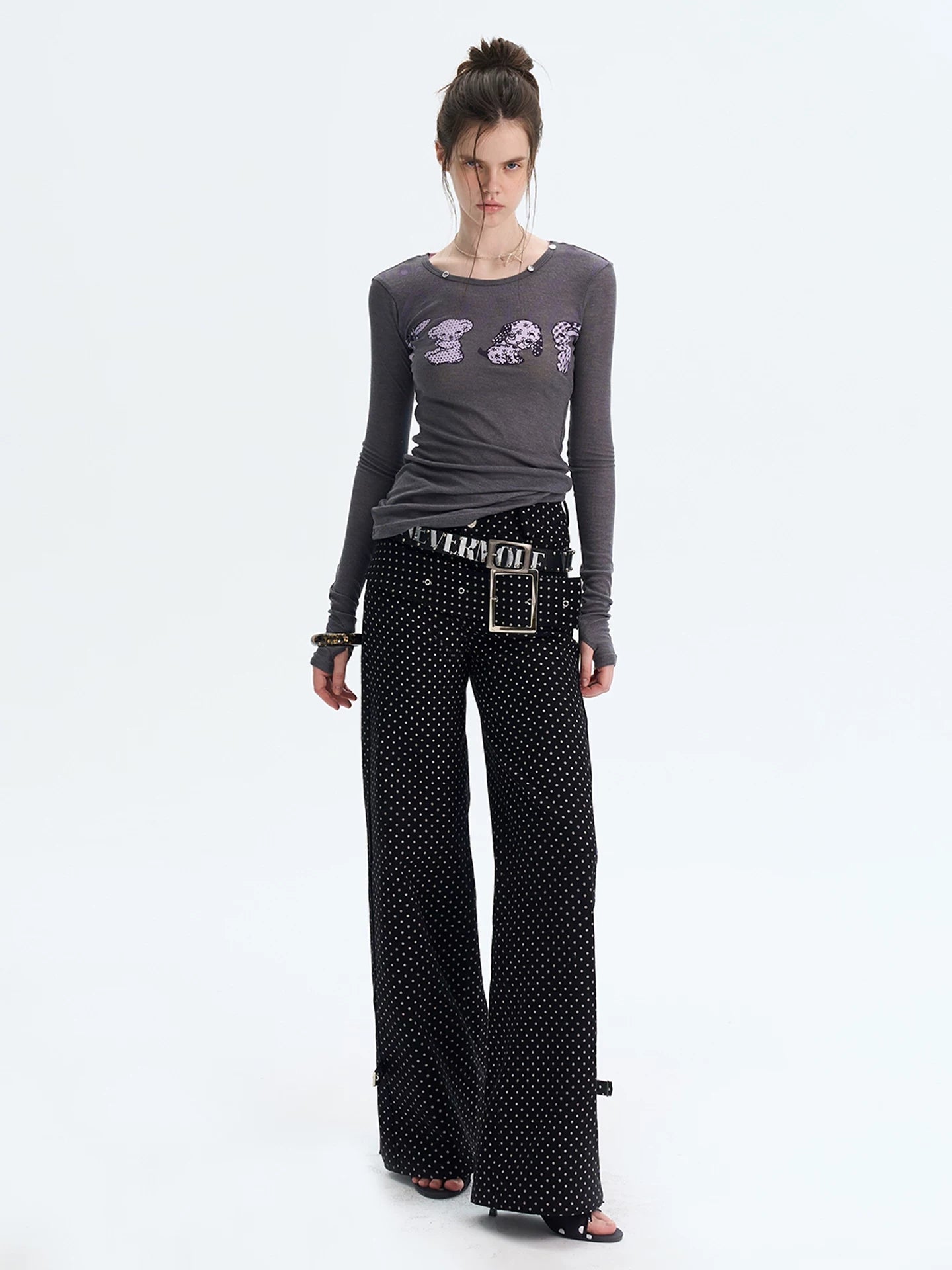 Puppy Print Layered Knit Top