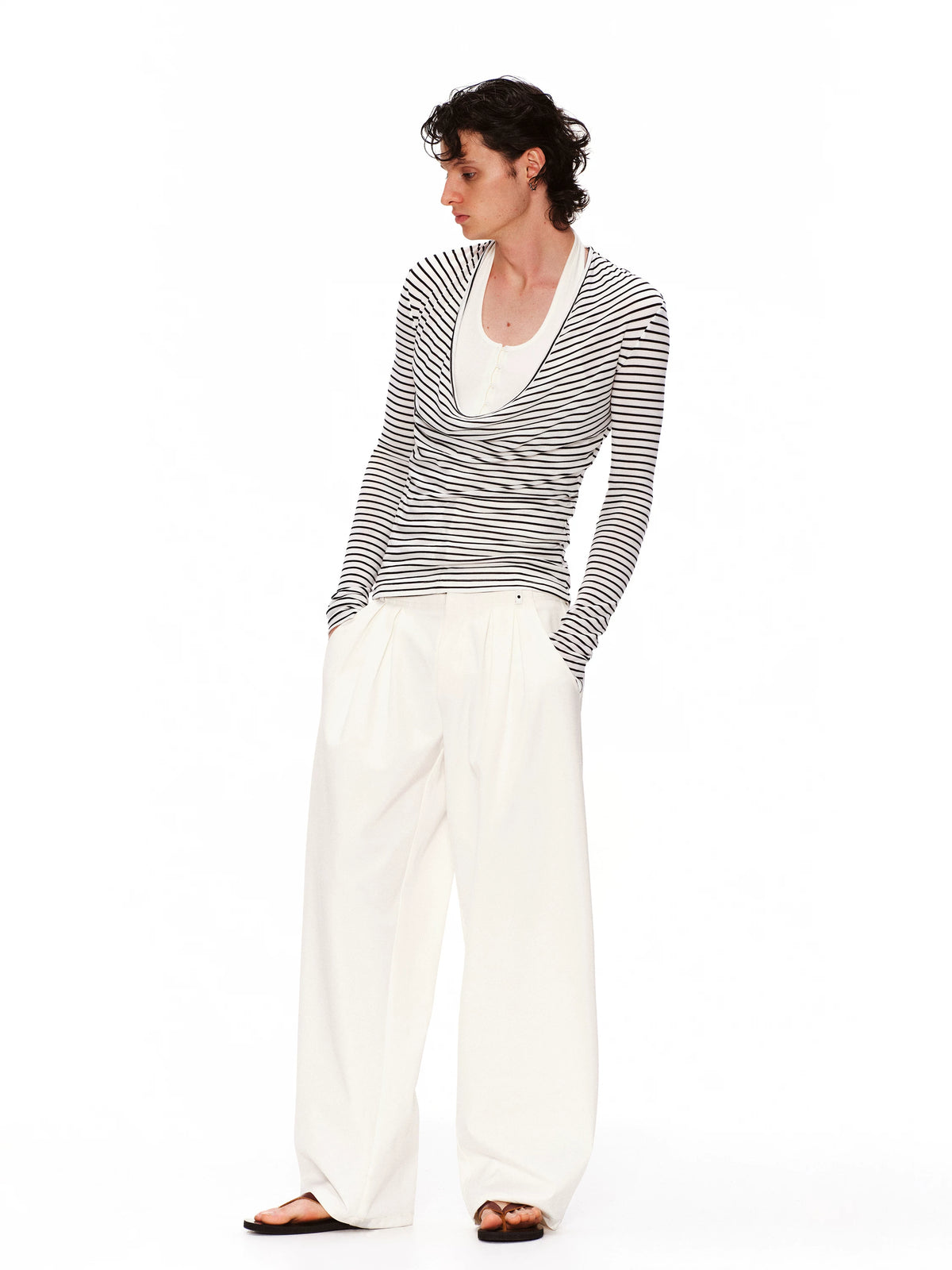 Layered Stripe Drape Top