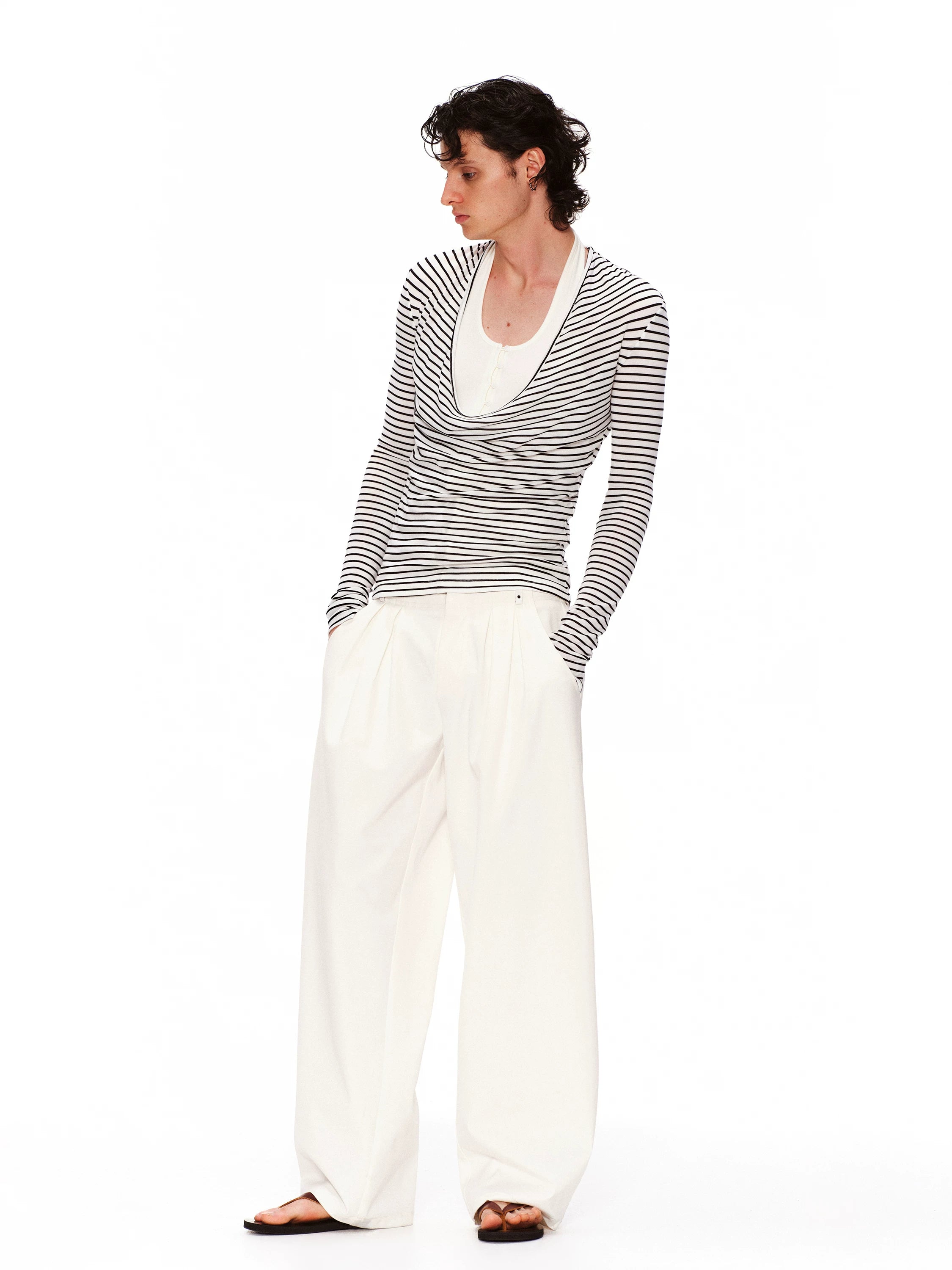 Layered Stripe Drape Top