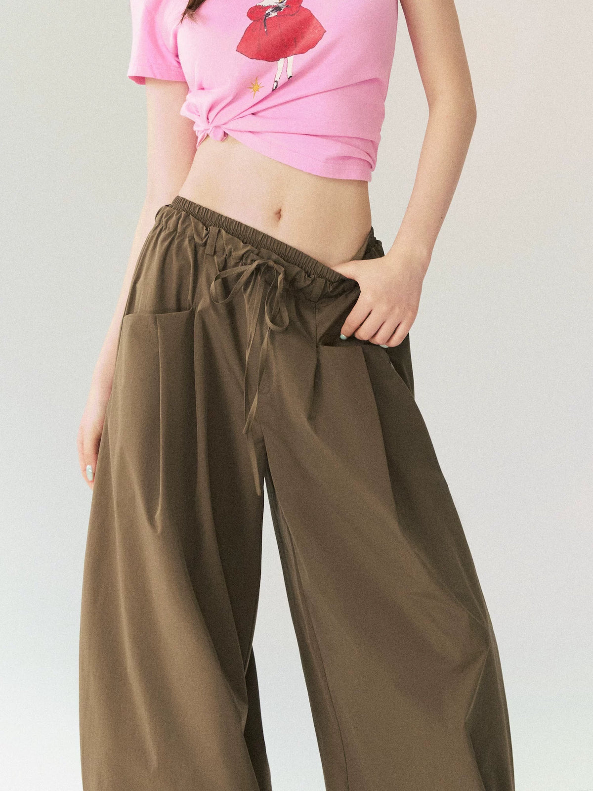 Dual Waistband Curved Casual Pants