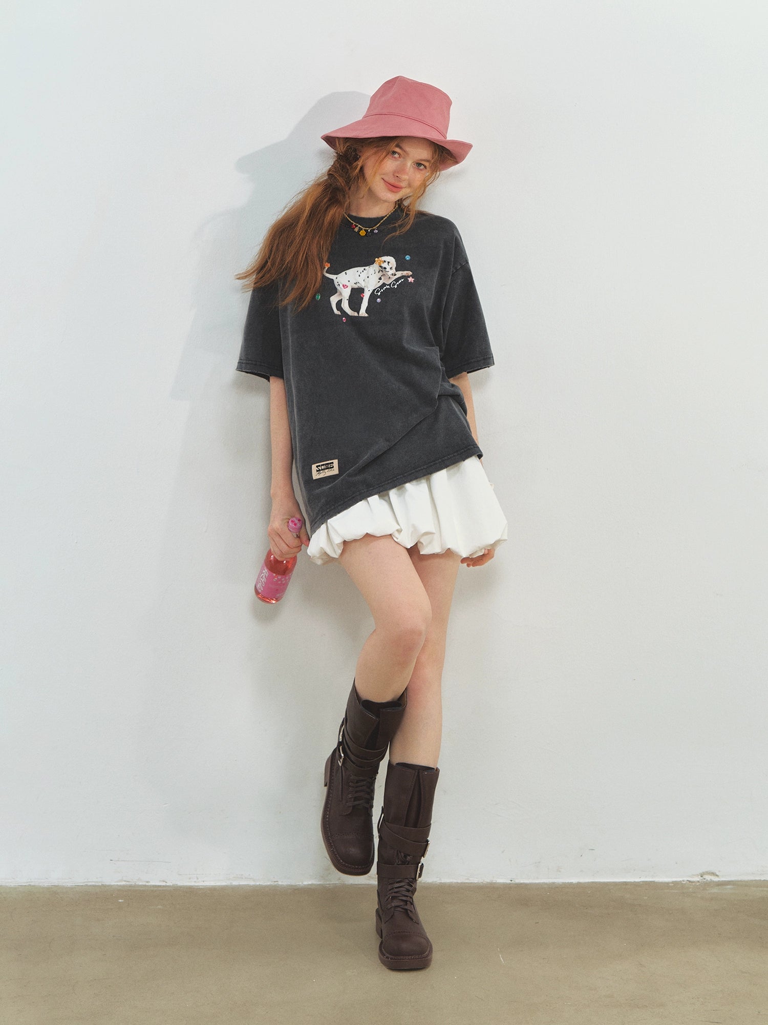 Spotted Puppy Printed Short Sleeve T-shirt