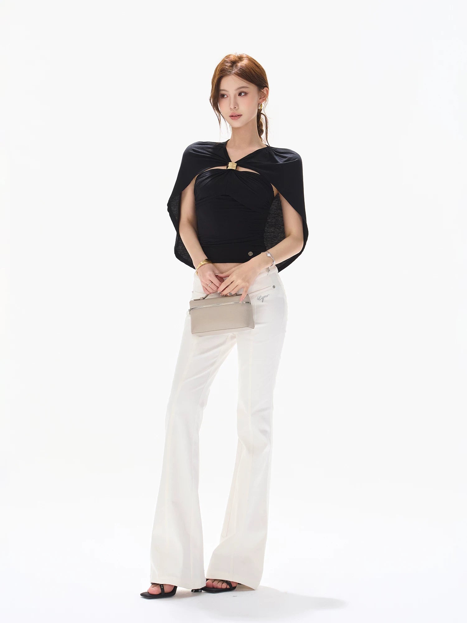 Metal Buckle Cutout Top