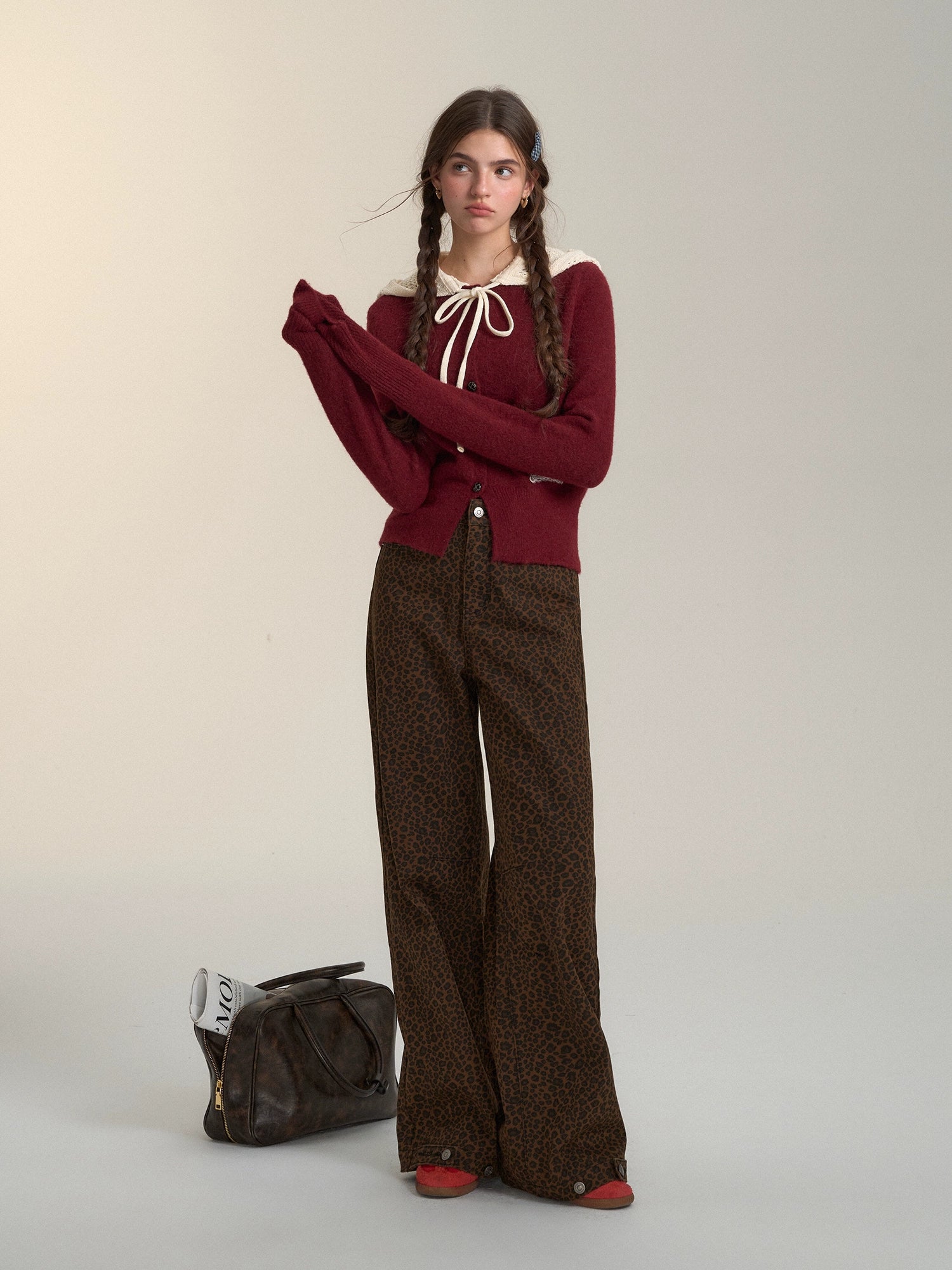 Hollow‑Knit Hooded Cardigan