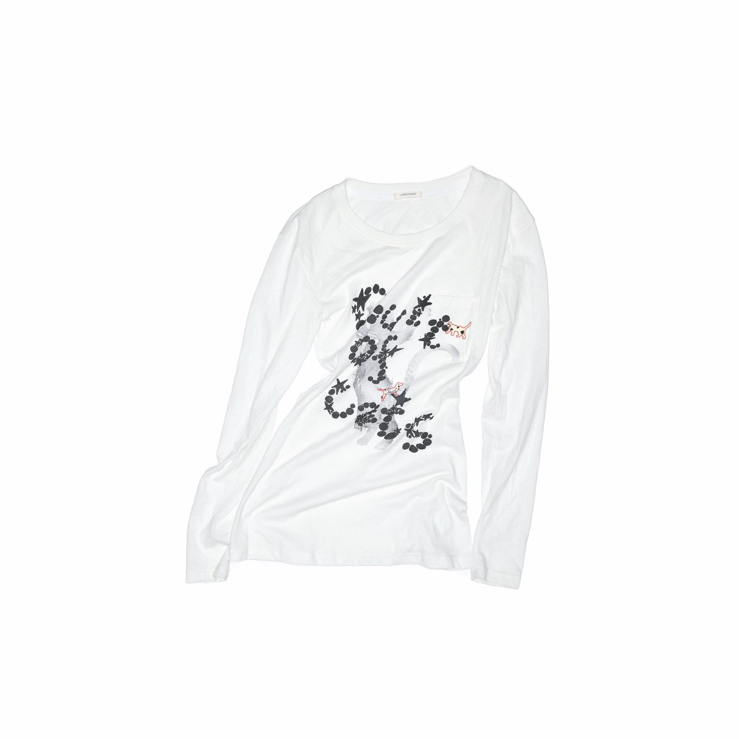 Cat Print Open-Back Long-Sleeve T-shirt
