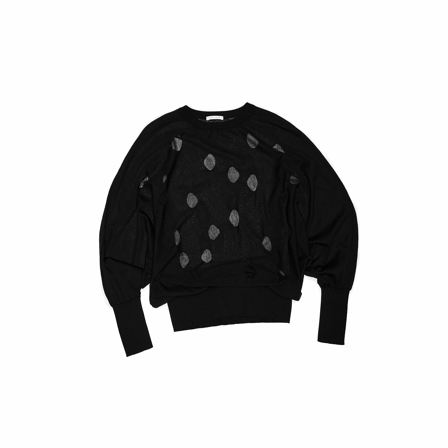 Polka Dot Hollow Knit Bubble Pullover