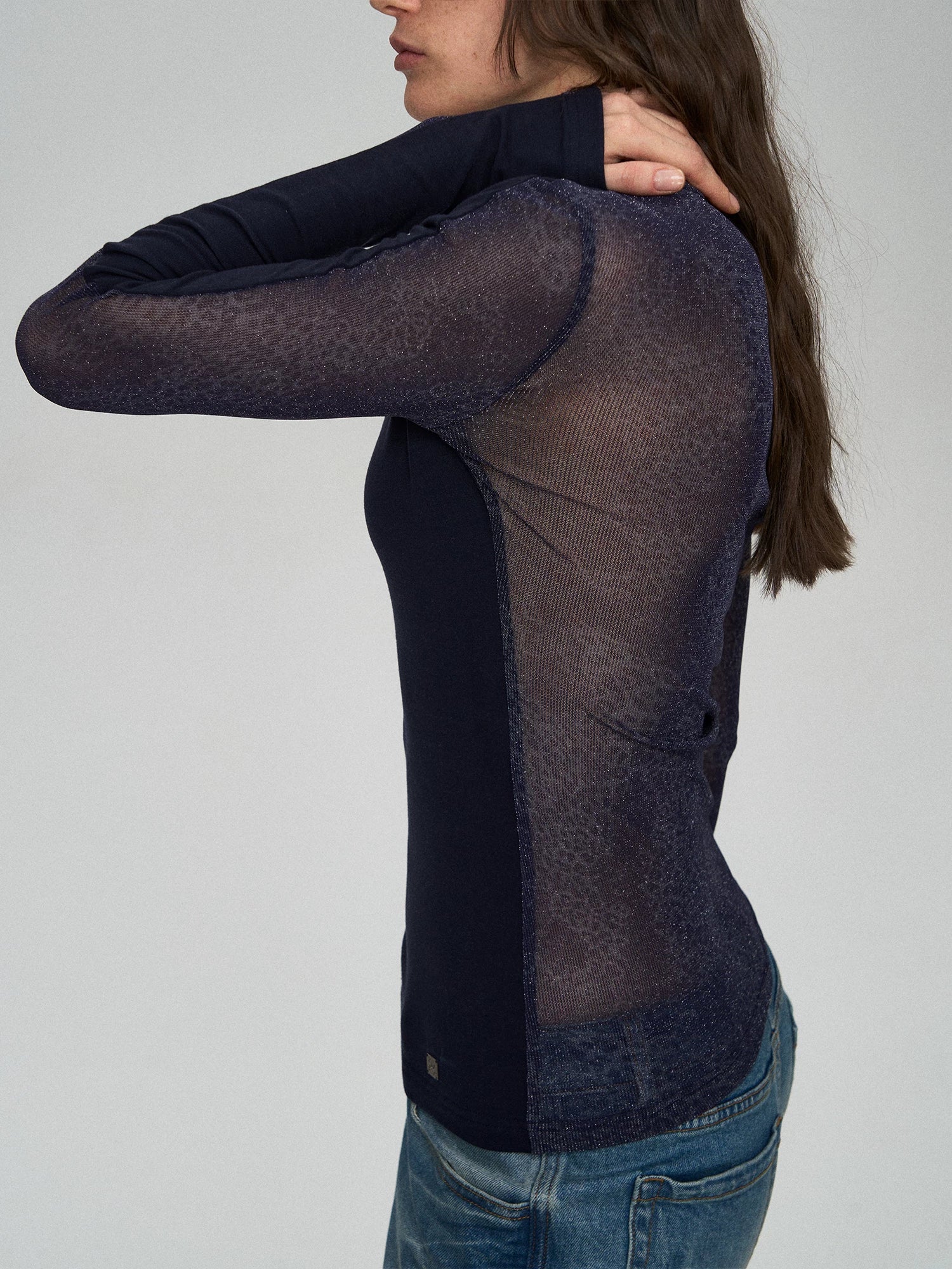 Lyocell Wool Lace V-Neck Top