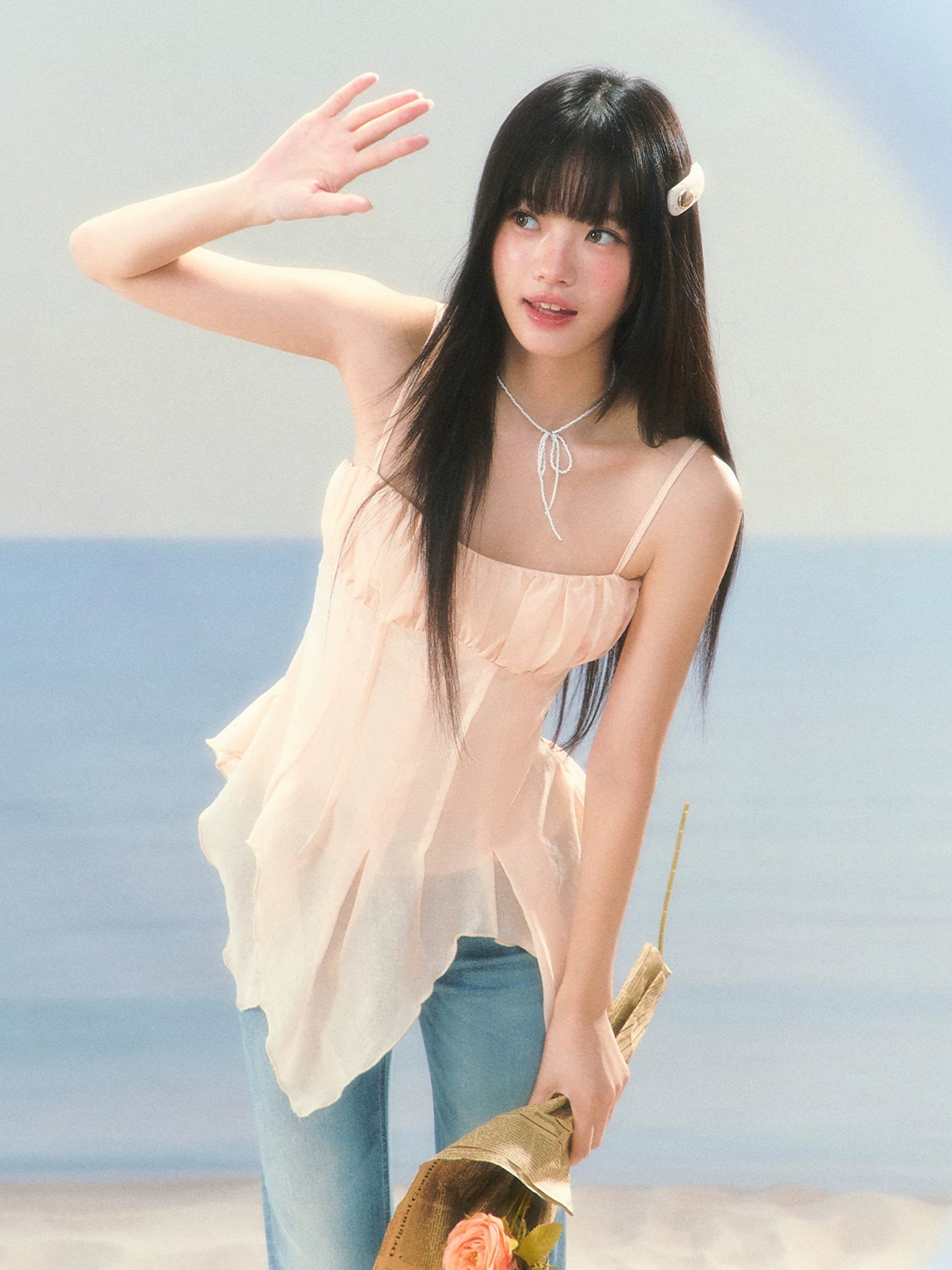 Asymmetrical Chiffon Corset Top