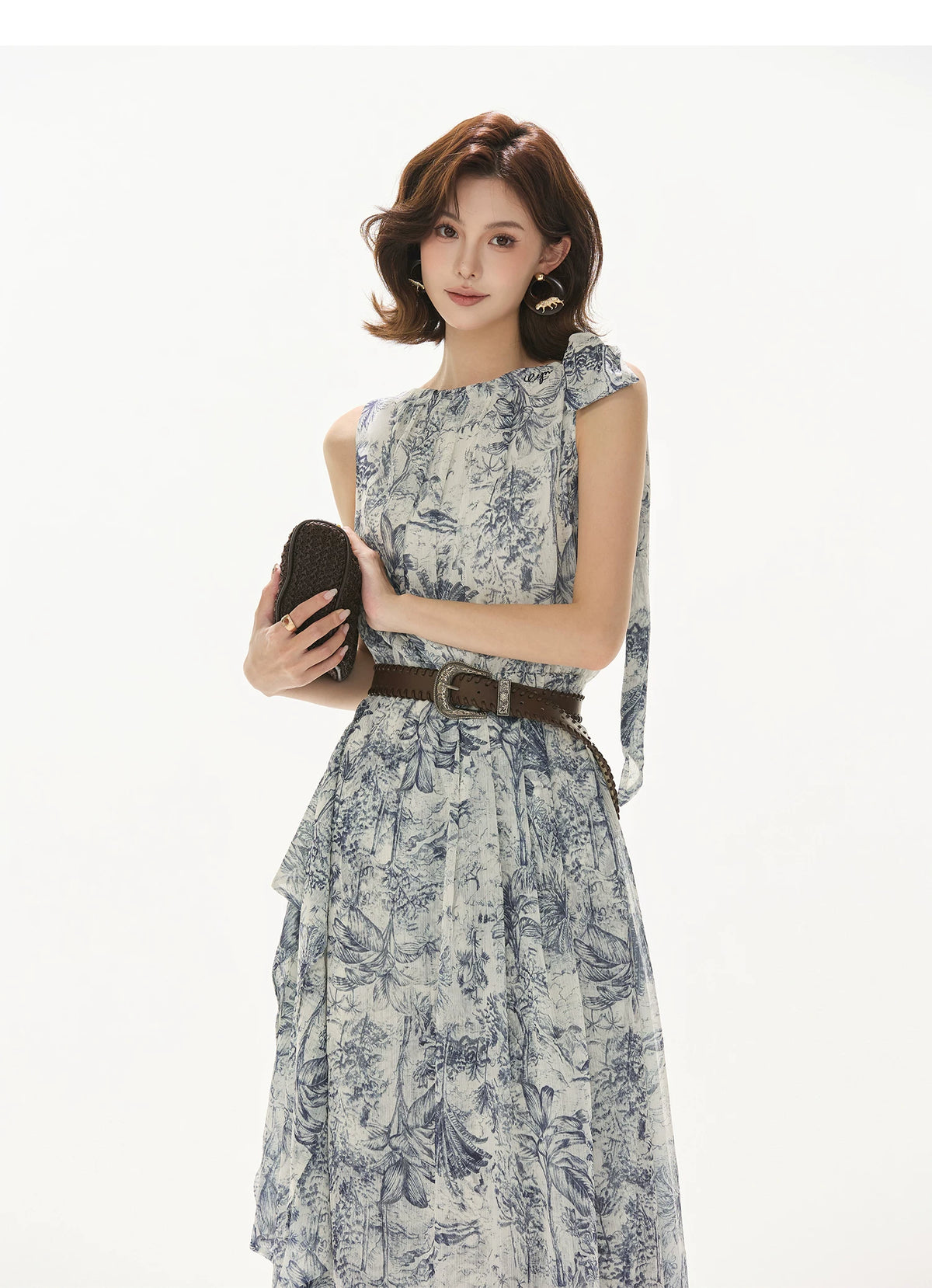 Forest Print Chiffon Dress