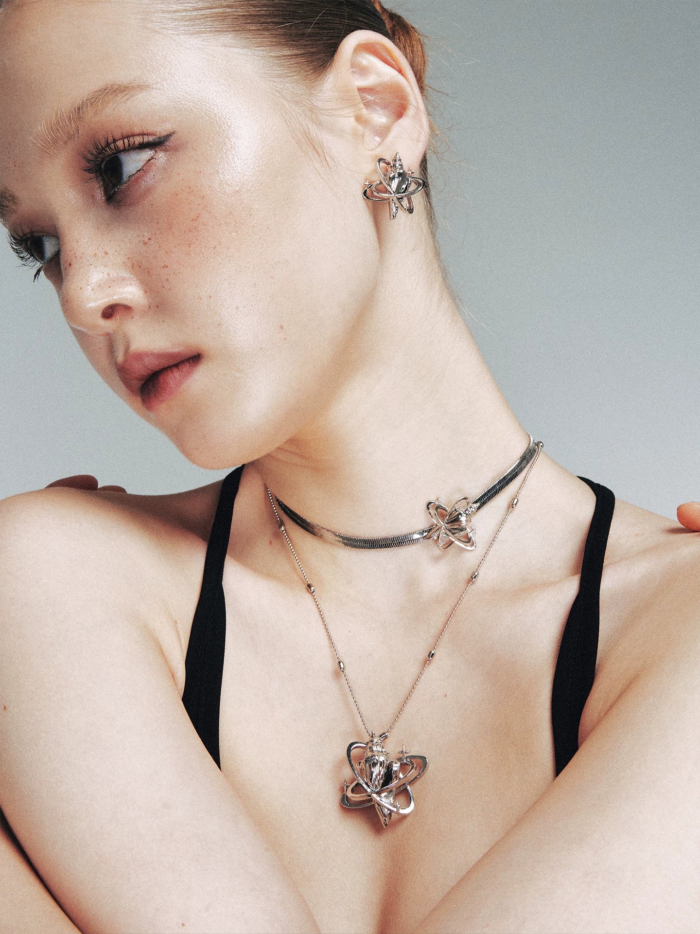 Seashell Star Snake Chain Choker