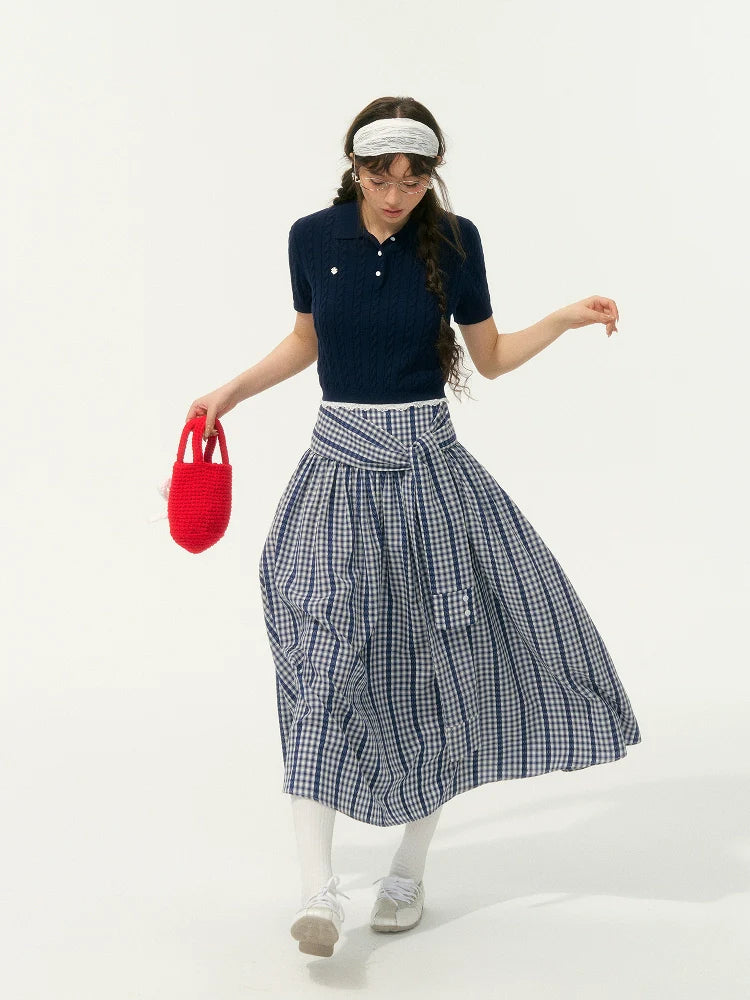 Plaid Mid-Length High-Waisted A-Line Skirt