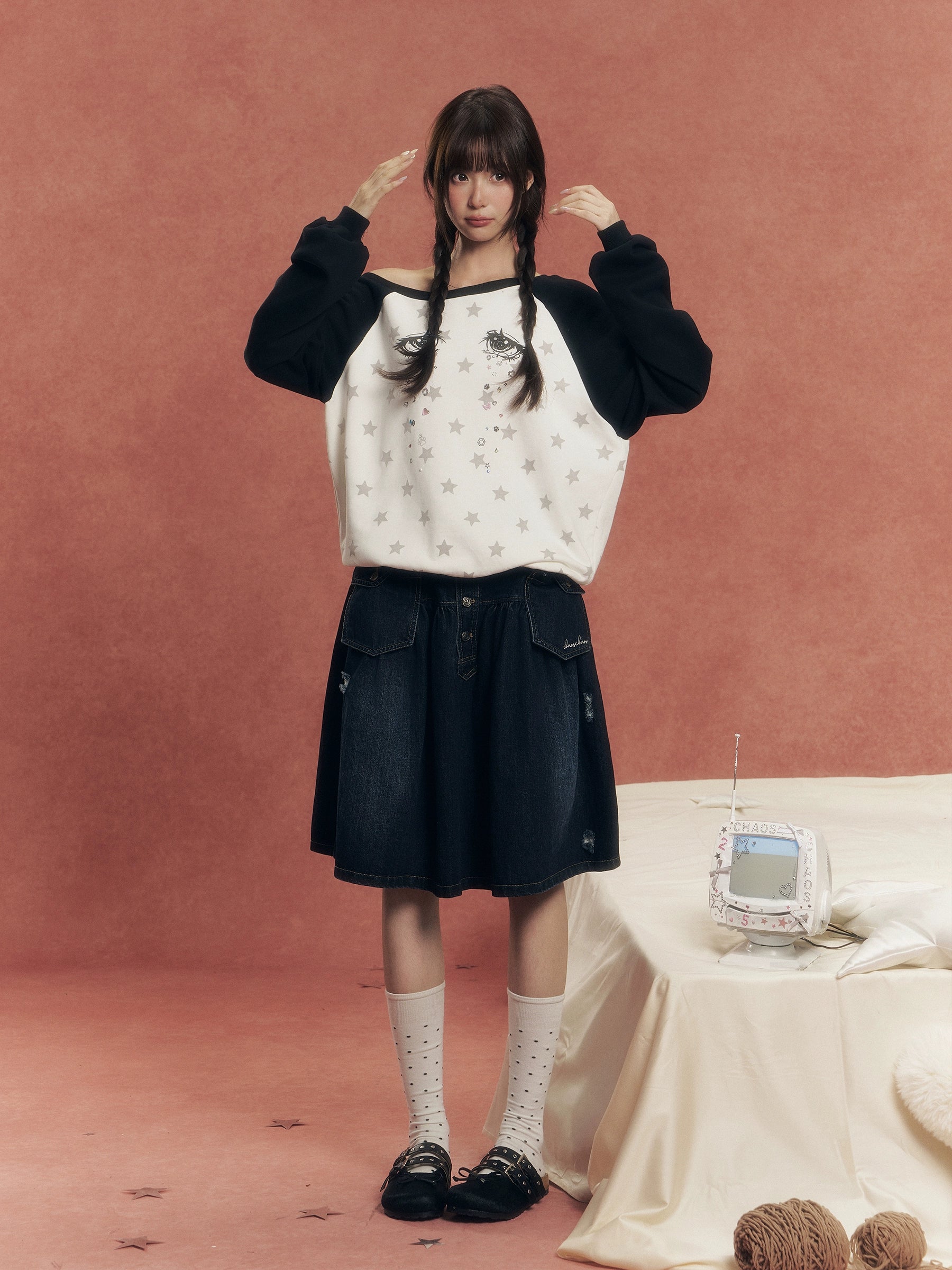 Vintage Utility Denim Skirt