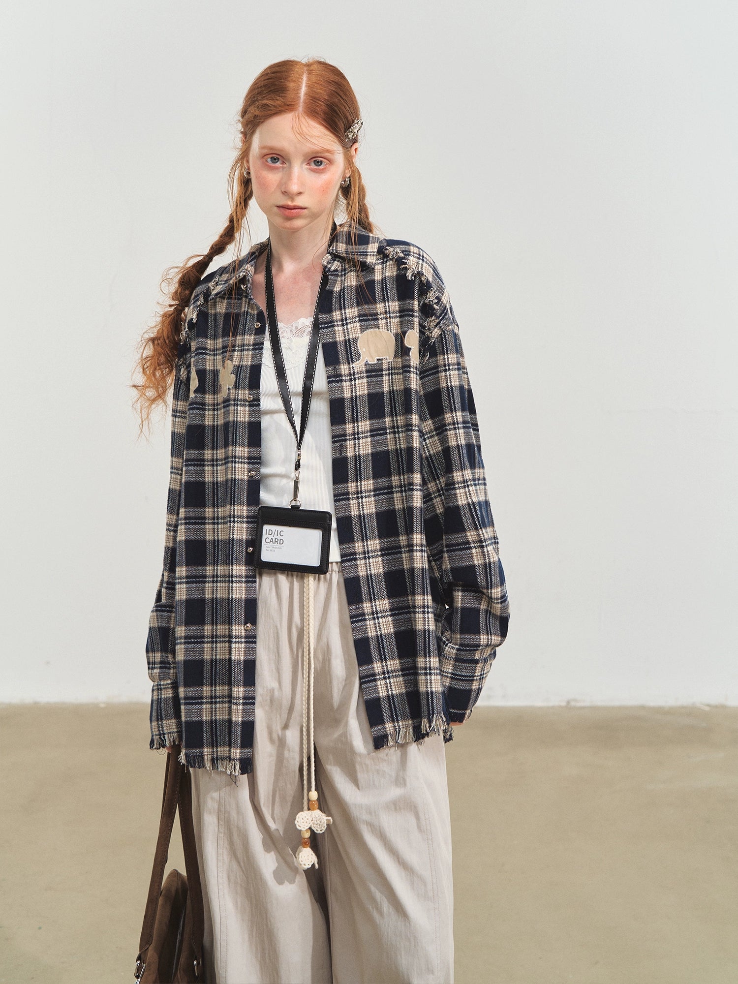 Blue & Red Fringed Plaid Shirt