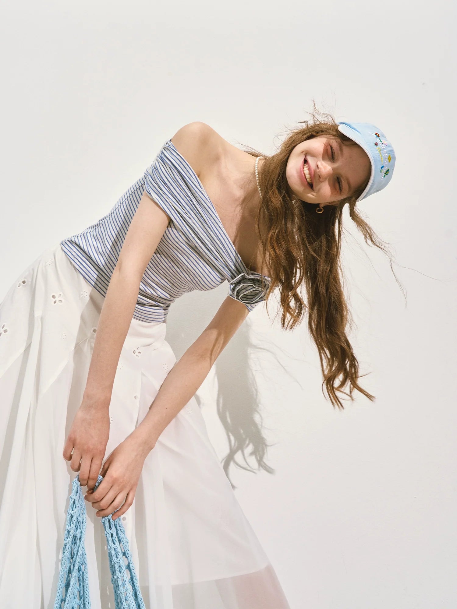 Striped Off - Shoulder Rose T - shirt