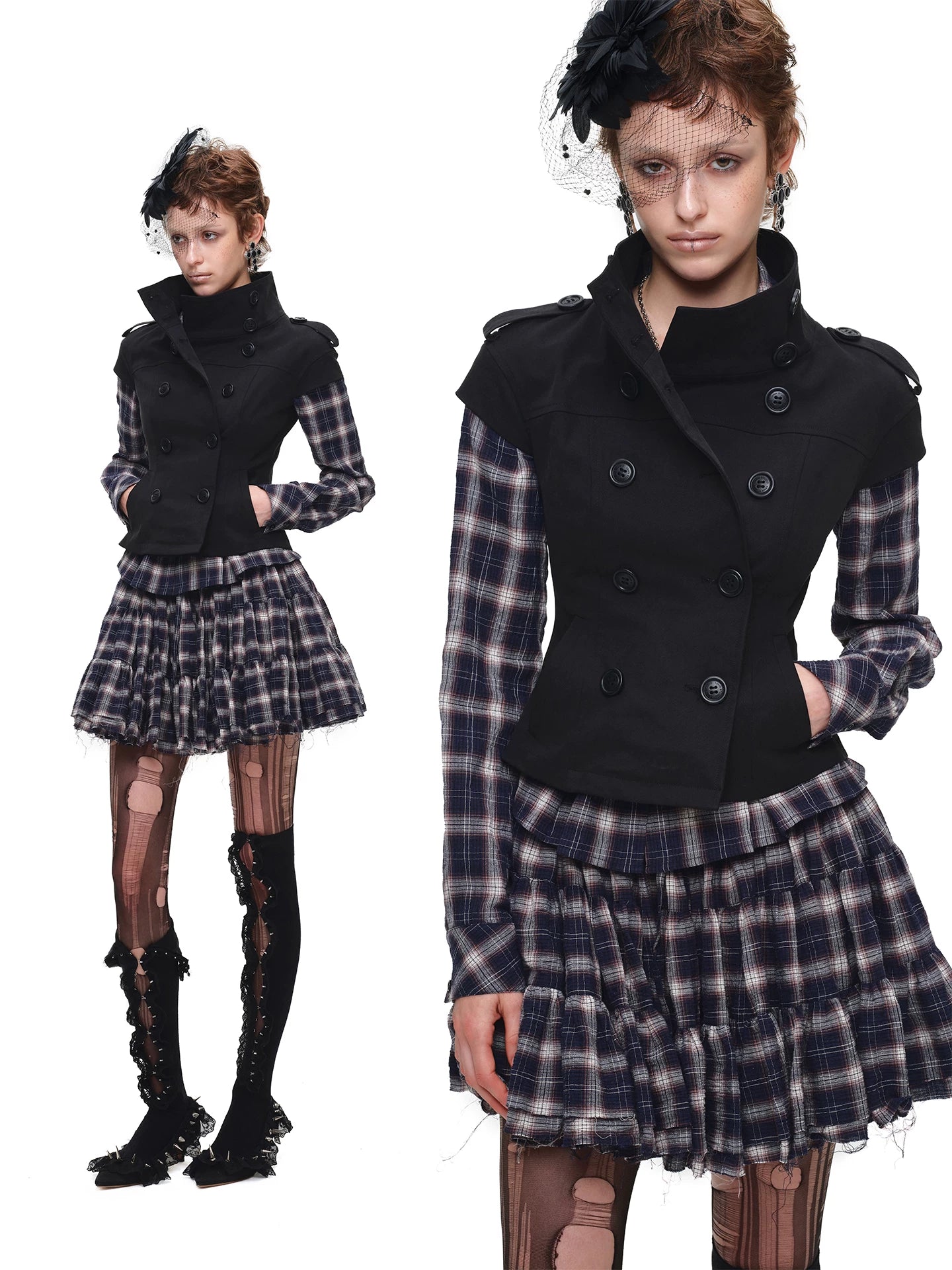 Plaid Shirt & Skort Set