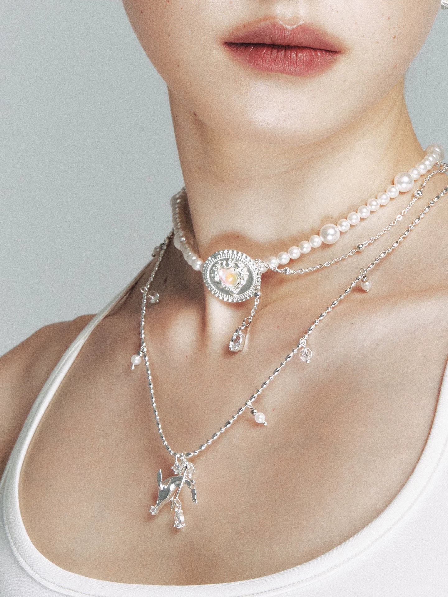 Opal Pearl Heart Necklace