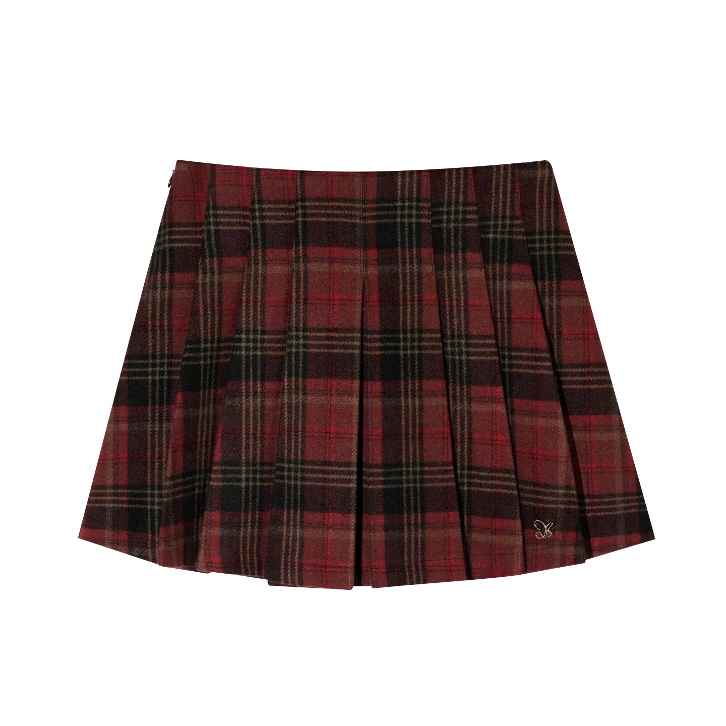 Plaid Wool Pleated Skirt