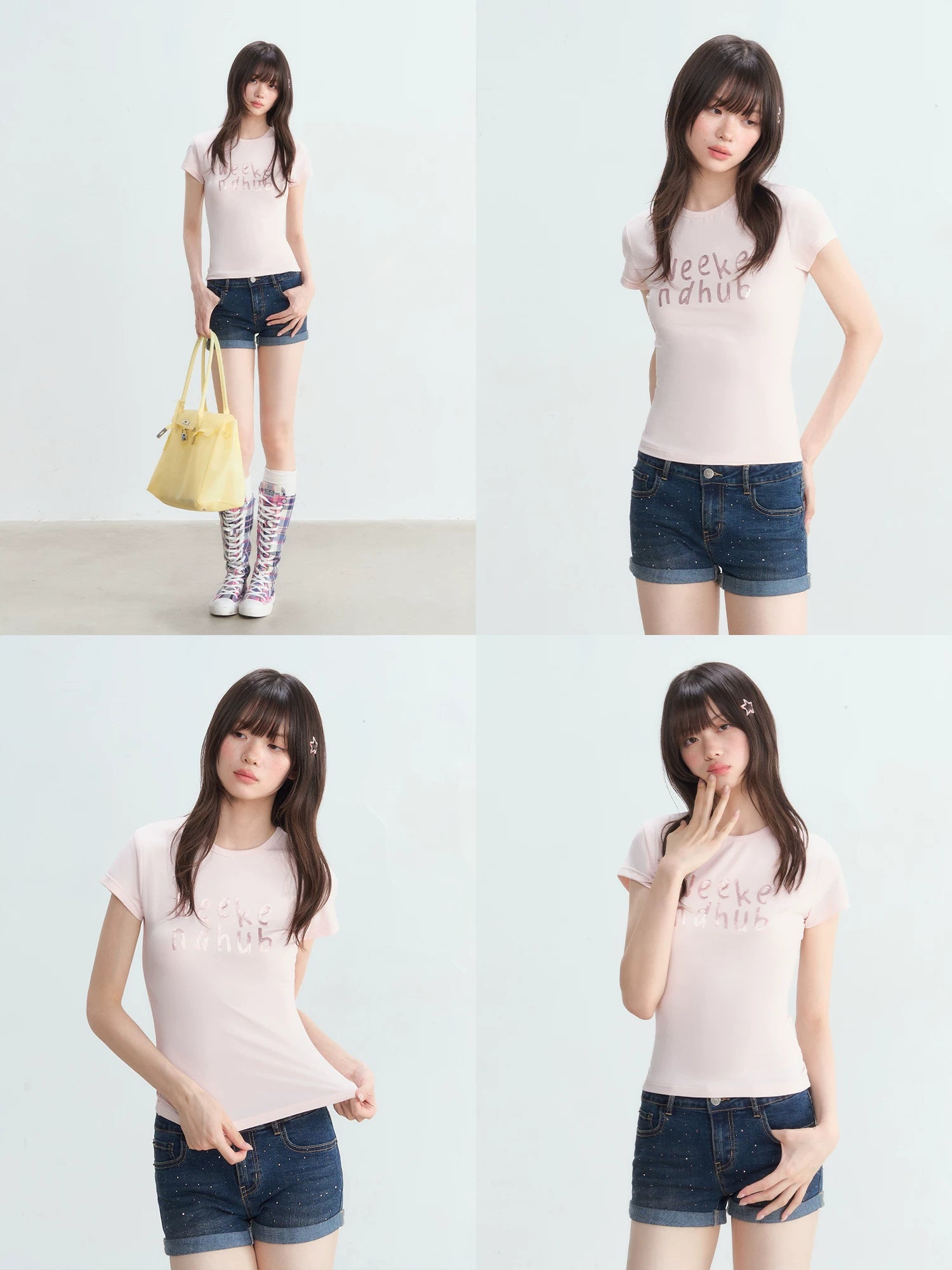Rhinestone Letter Fitted T-shirt