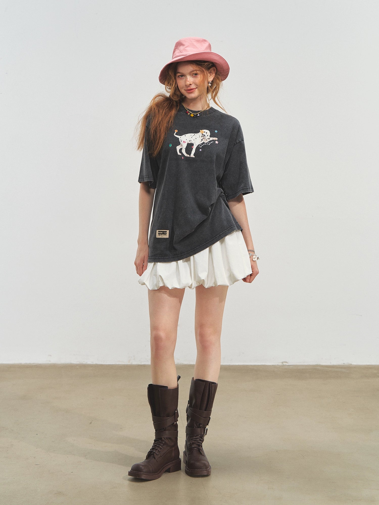 Spotted Puppy Printed Short Sleeve T-shirt