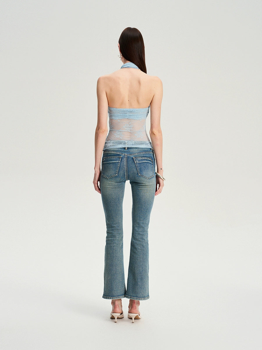 Lace Bow Cross Halter Camisole