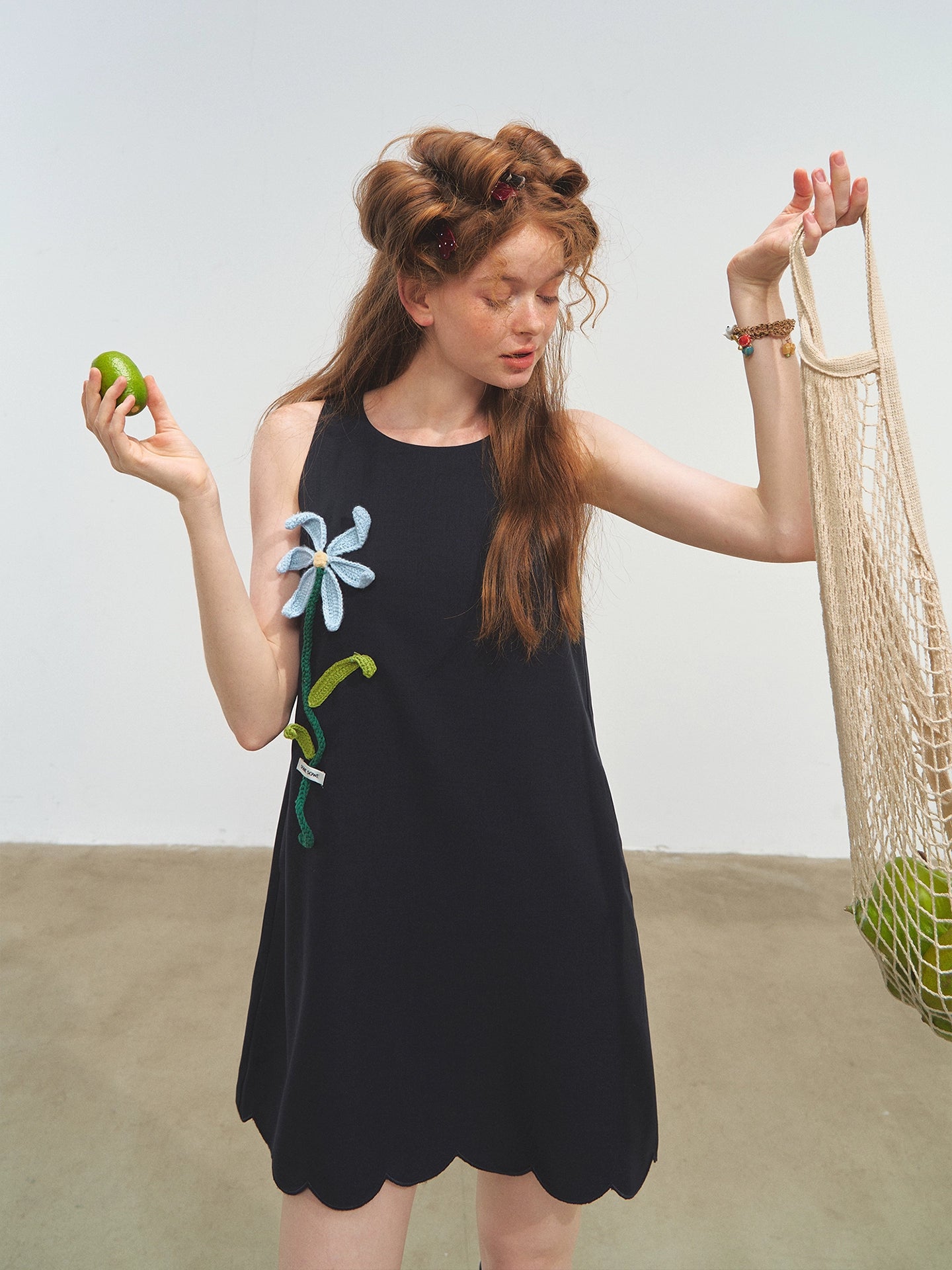 Hand-Crocheted Flower Sleeveless Vest Dress