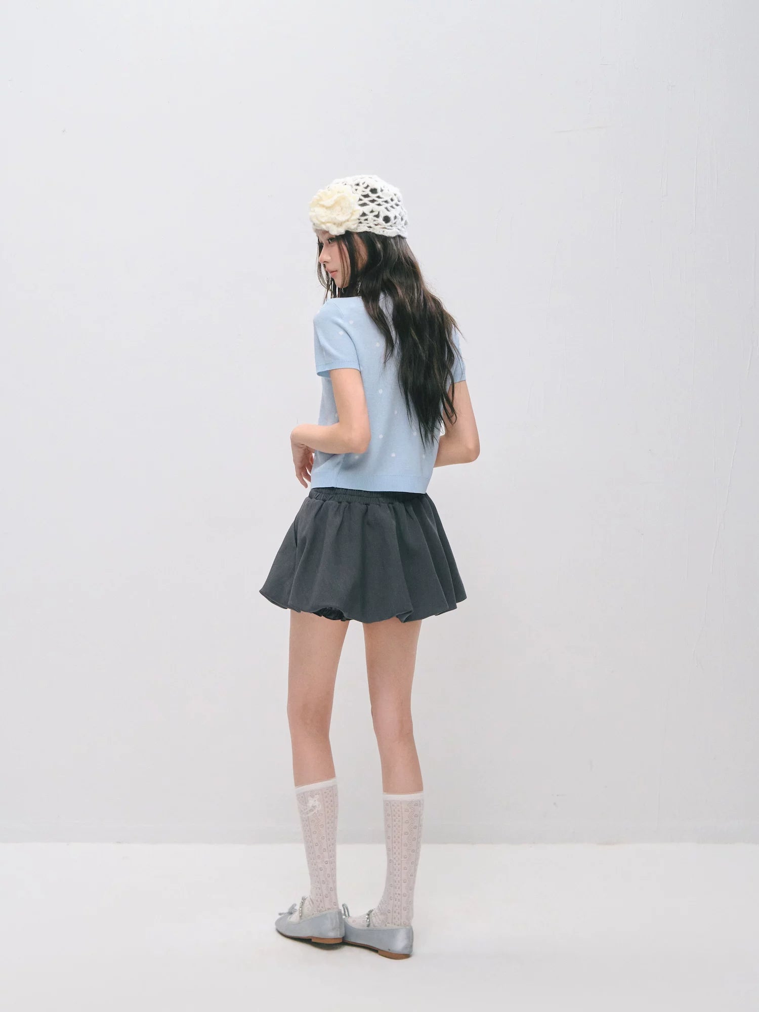Pleated Bubble Mini Skirt