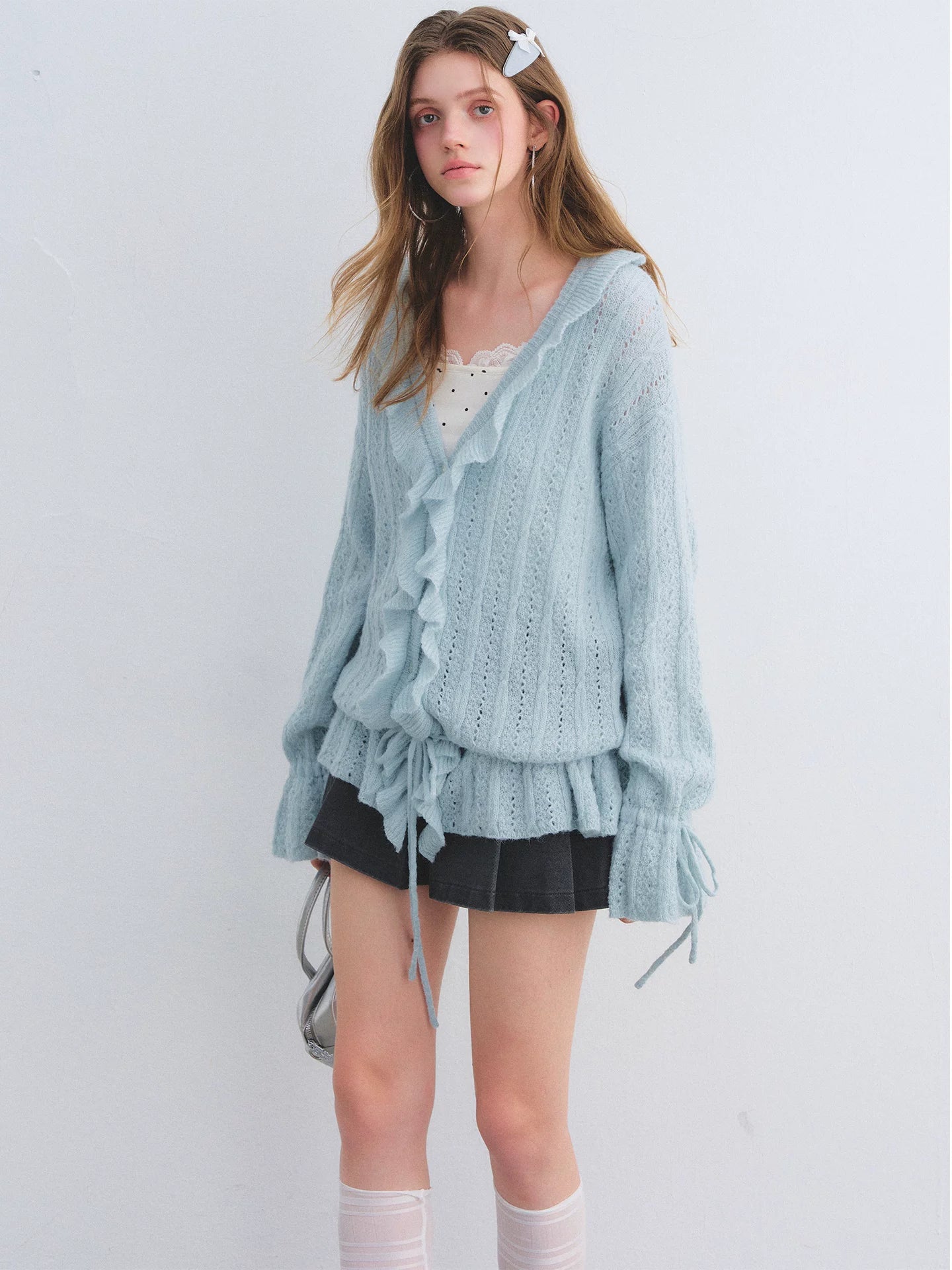 Mohair Ruffle Knit Cardigan