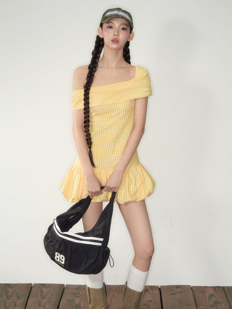 Yellow Plaid Smocked Dress