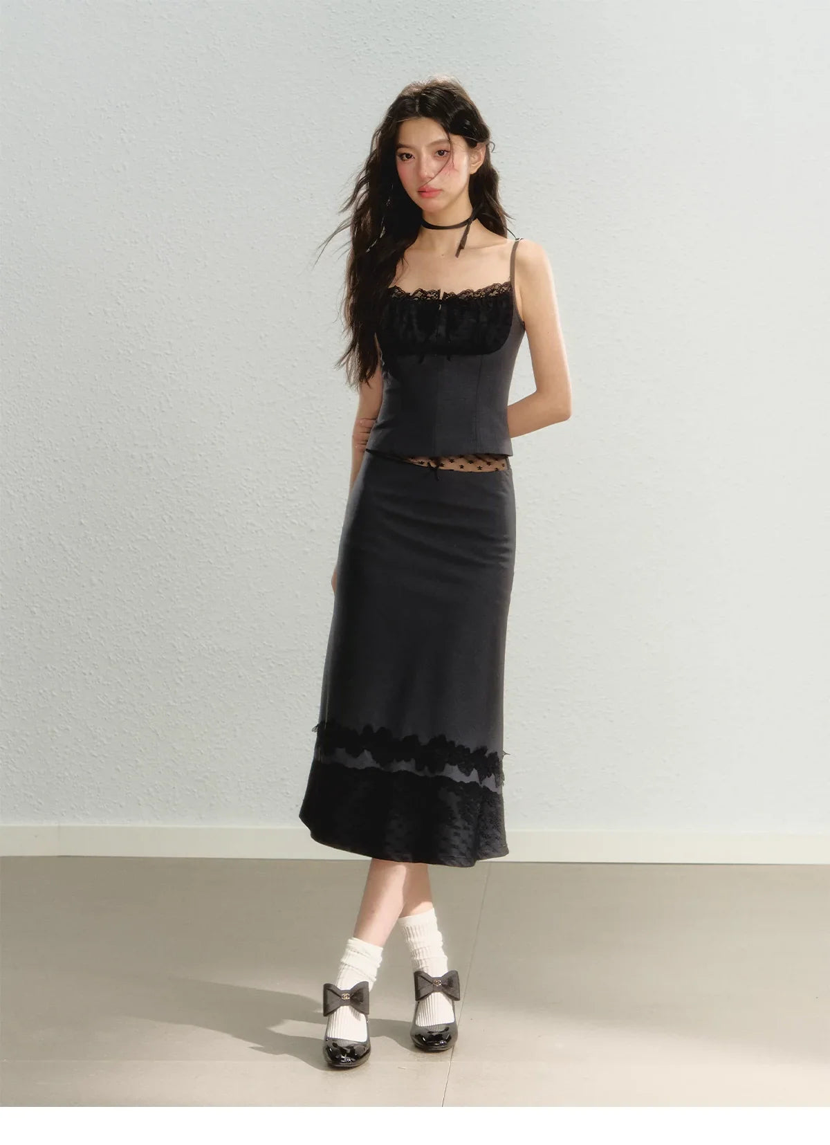 Lace Spaghetti Strap Tank Top & Mini Skirt Set