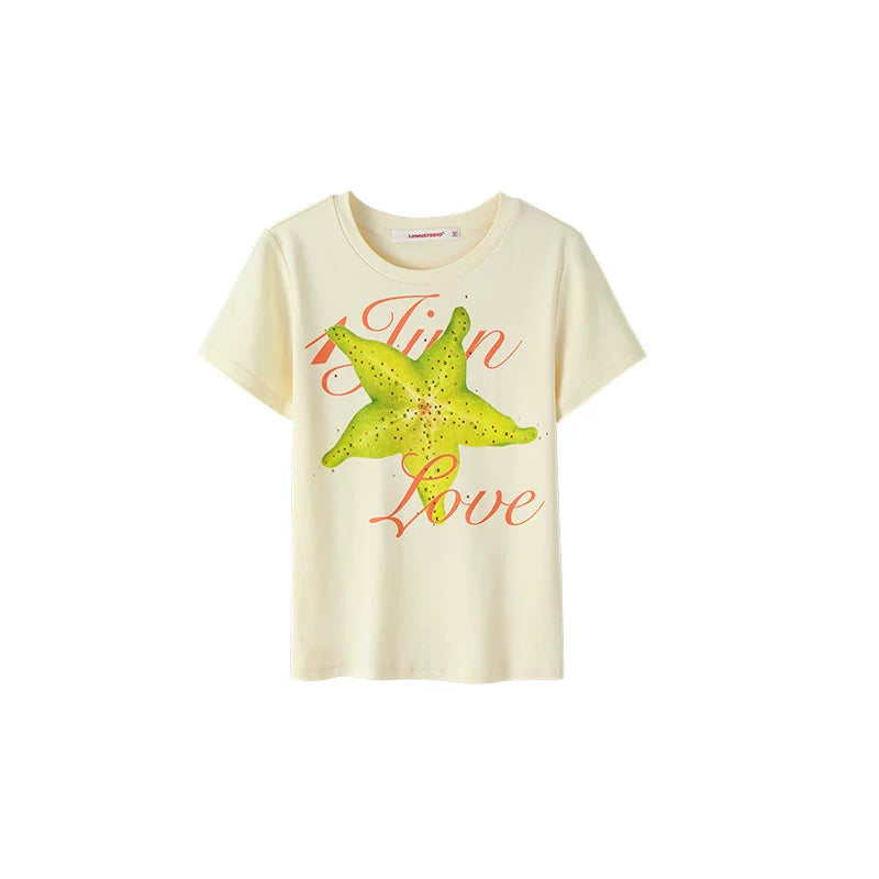 Fruit  Printed Rhinestone T-shirt