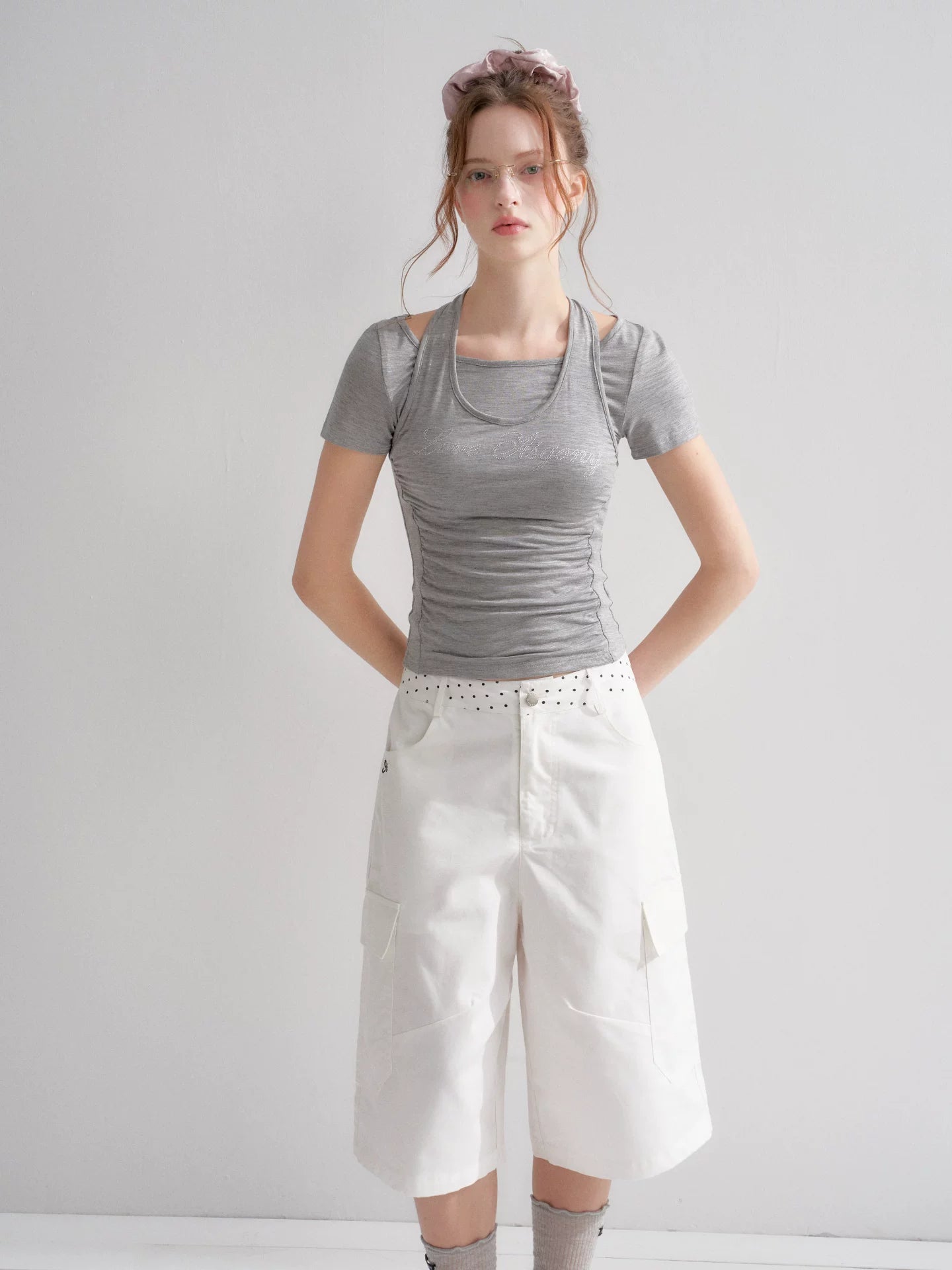 White Polka-Dot Cargo Culottes