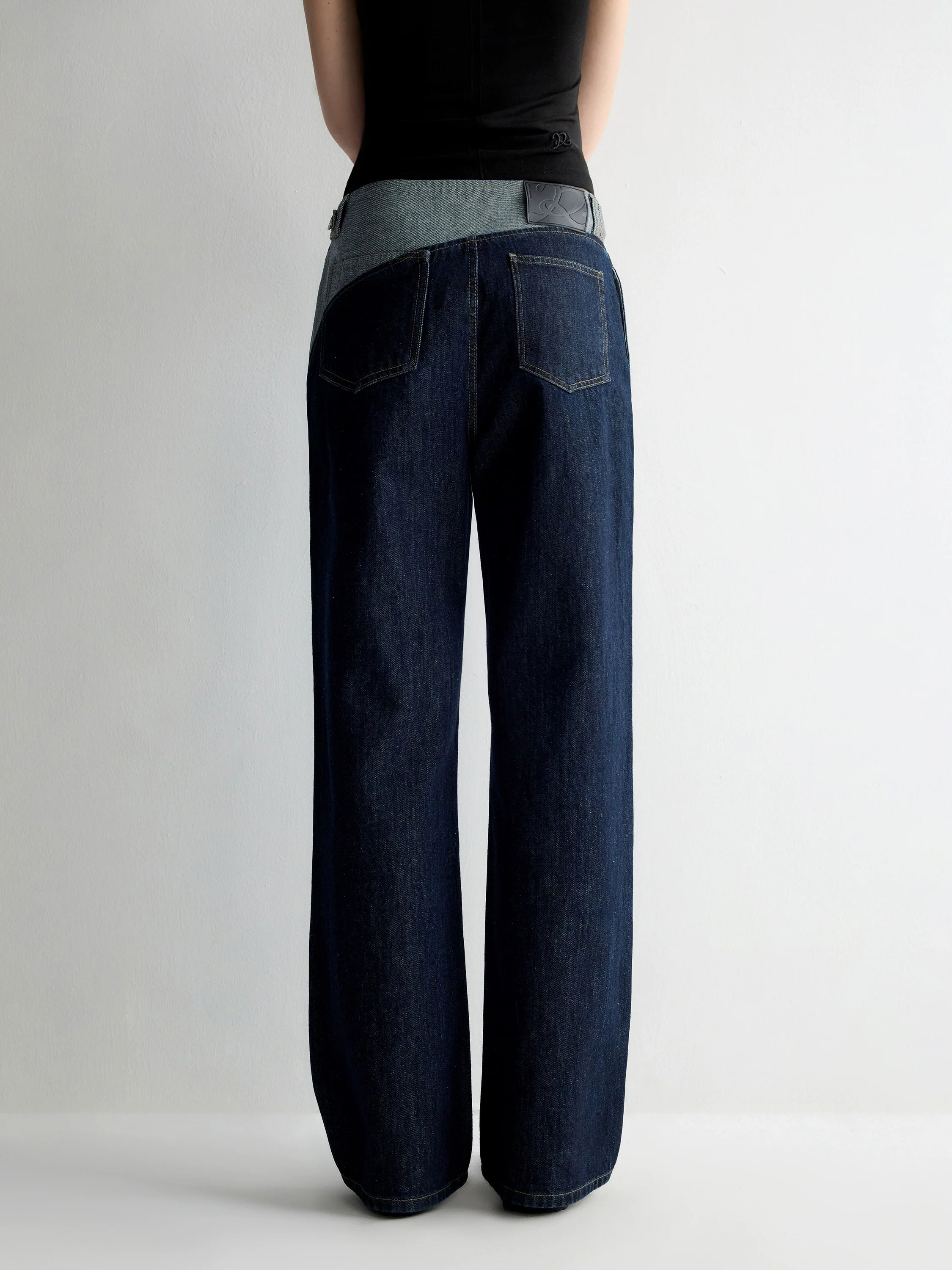 Color-Block Low-Rise Straight Pants