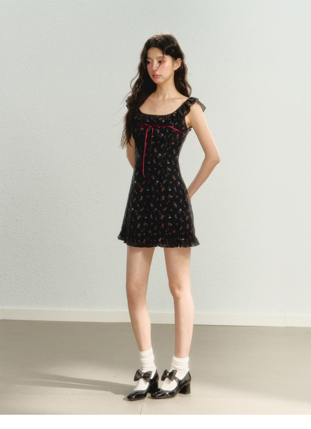 Flutter Sleeve Strap Floral Dress