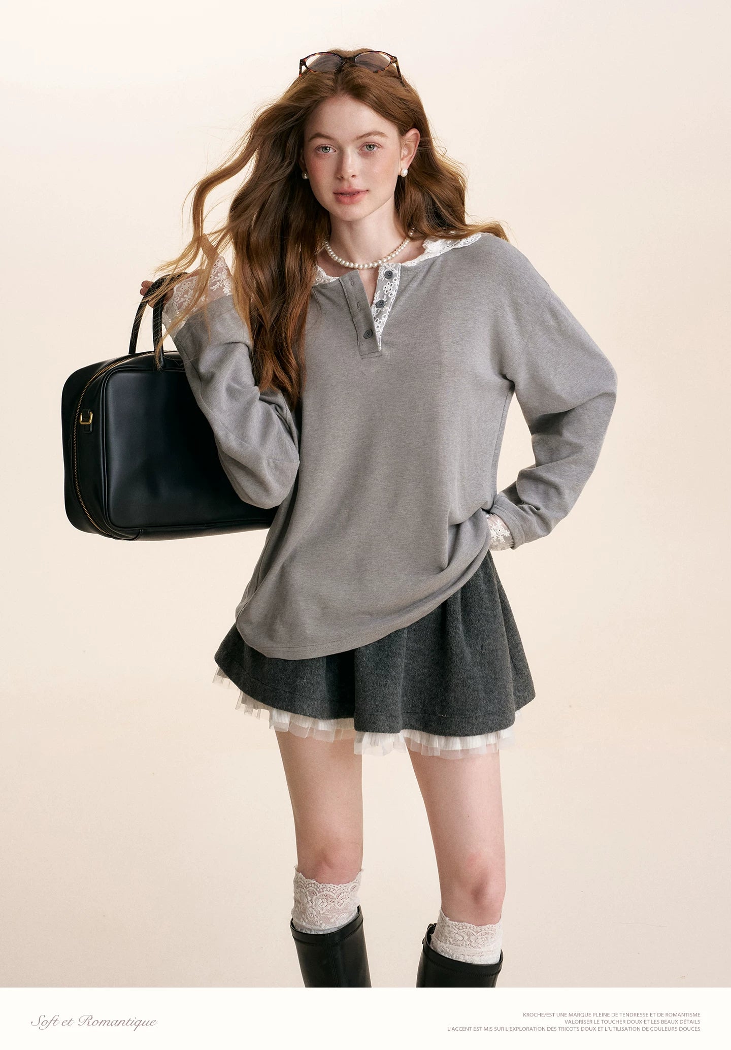 Lace Hooded Long-Sleeve T-Shirt