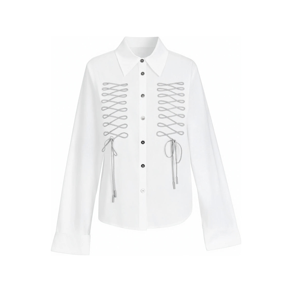 Lace-Up Bow Detail Relaxed Shirt