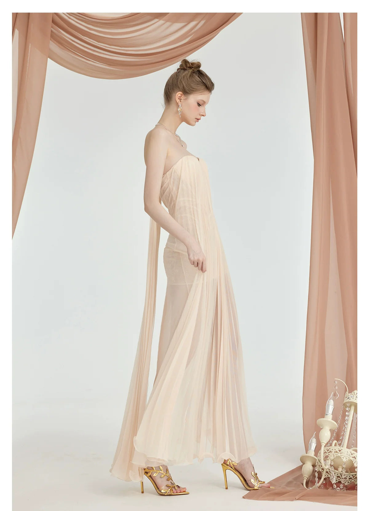 Thea Strapless Mesh Backless Dress