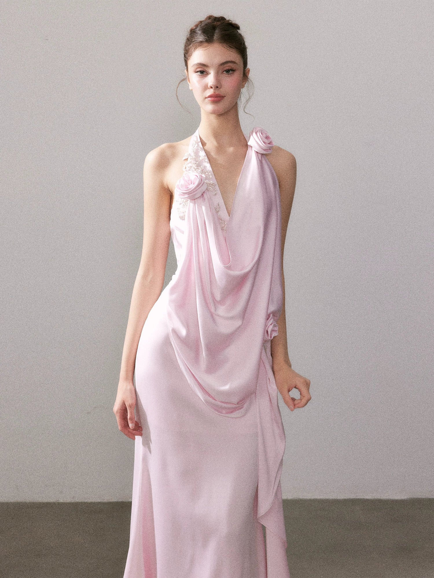 Ouro Shiny Satin Long Dress