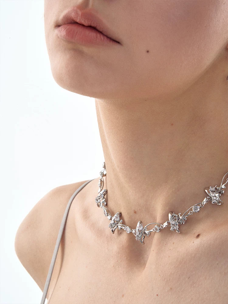 Geometric Cross Snake Chain Choker