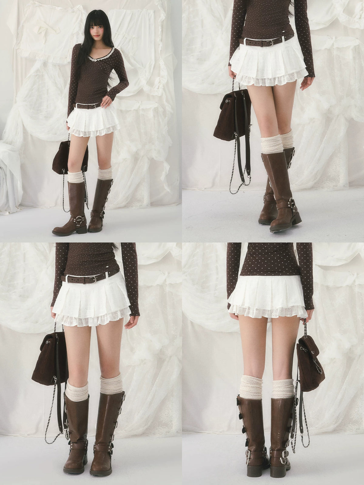 Jacquard Pleated Mini Skirt