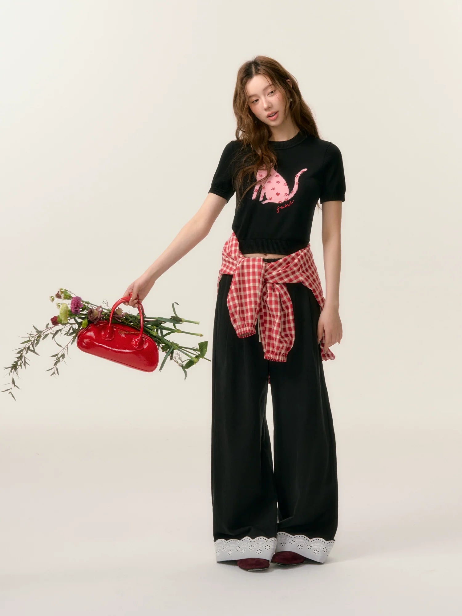 Lace Trim Patchwork Trousers