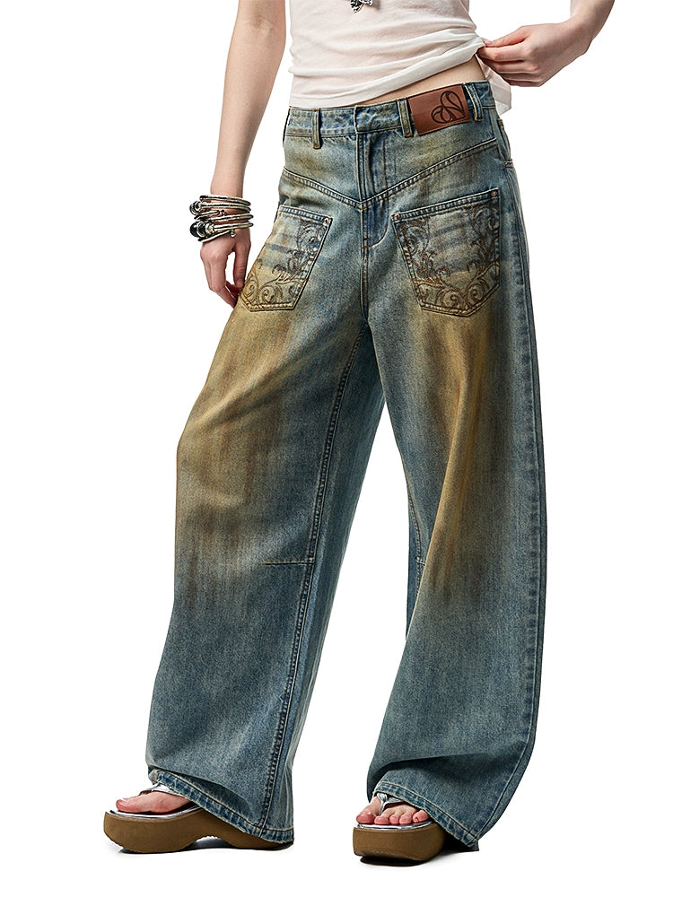 Mud-dyed Washed Jeans