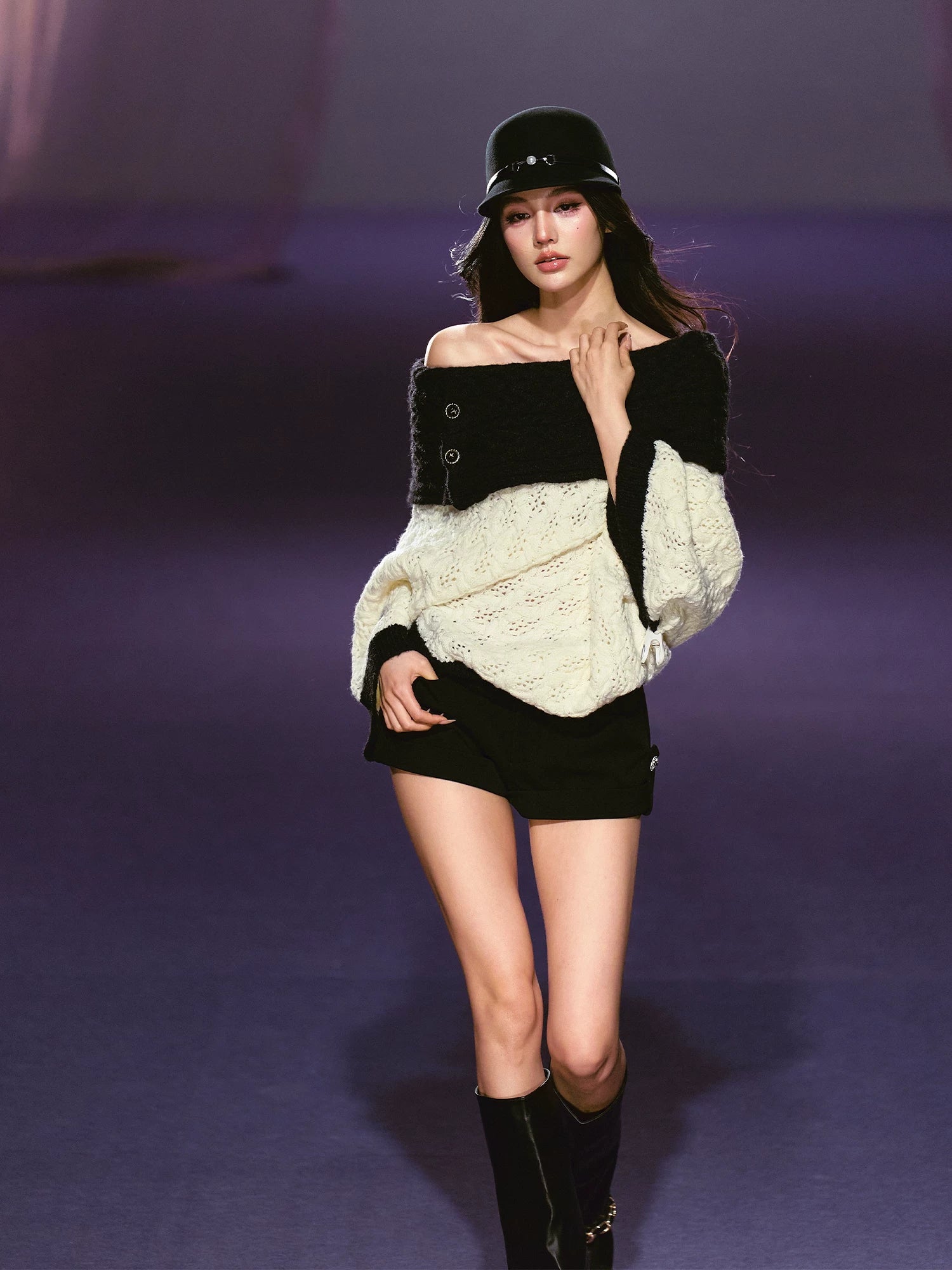 Black Mini Tweed Shorts