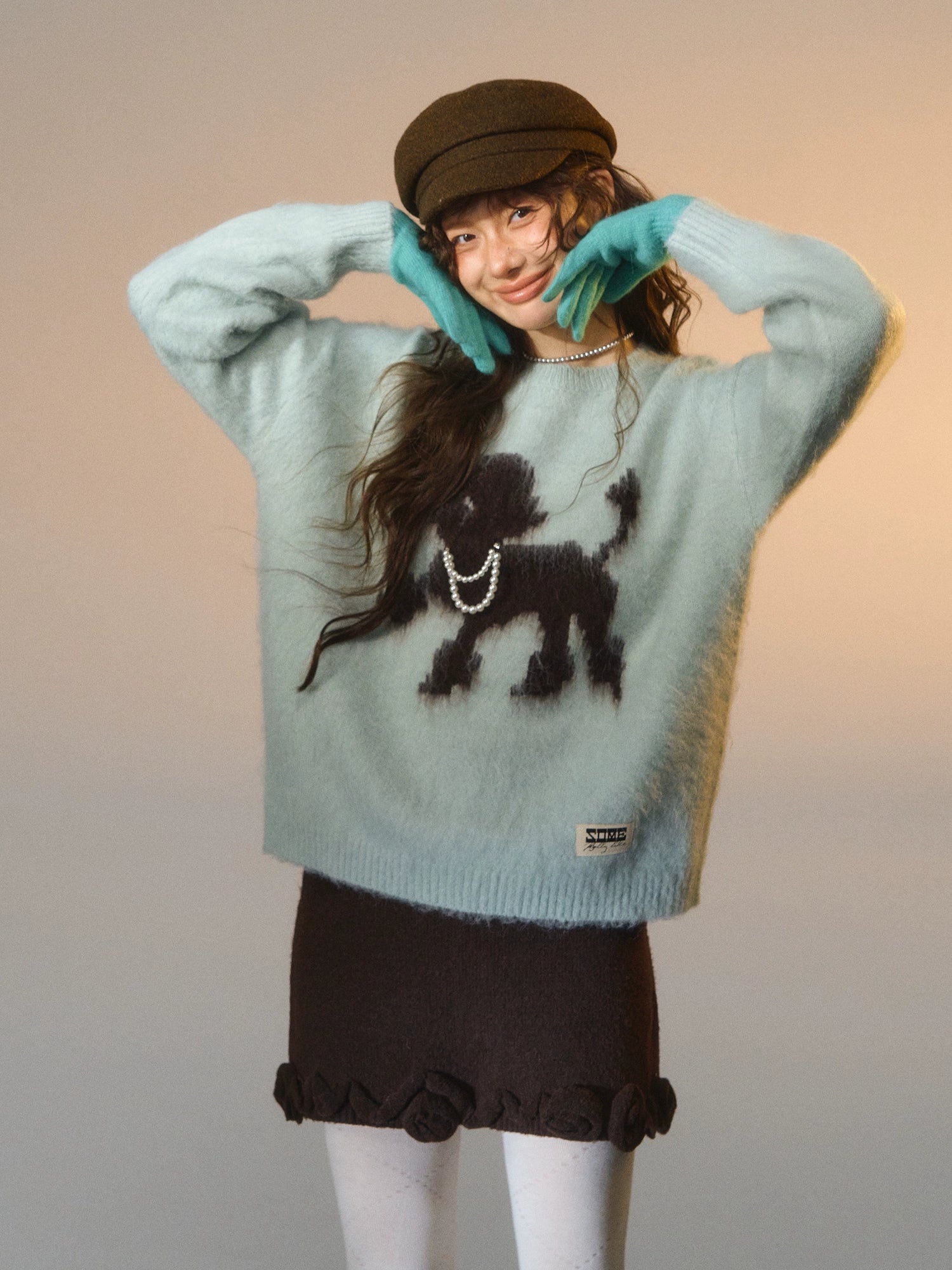 Playful-puppy Crewneck Sweater