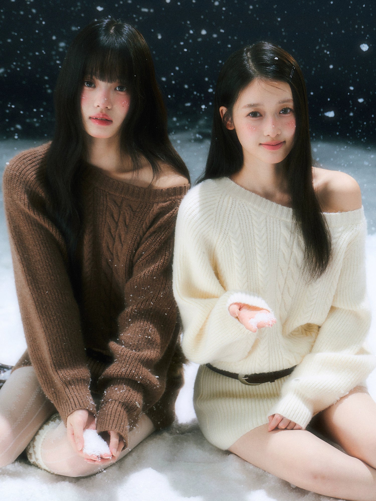 Coffee & Apricot Off-the-shoulder Belt Dress