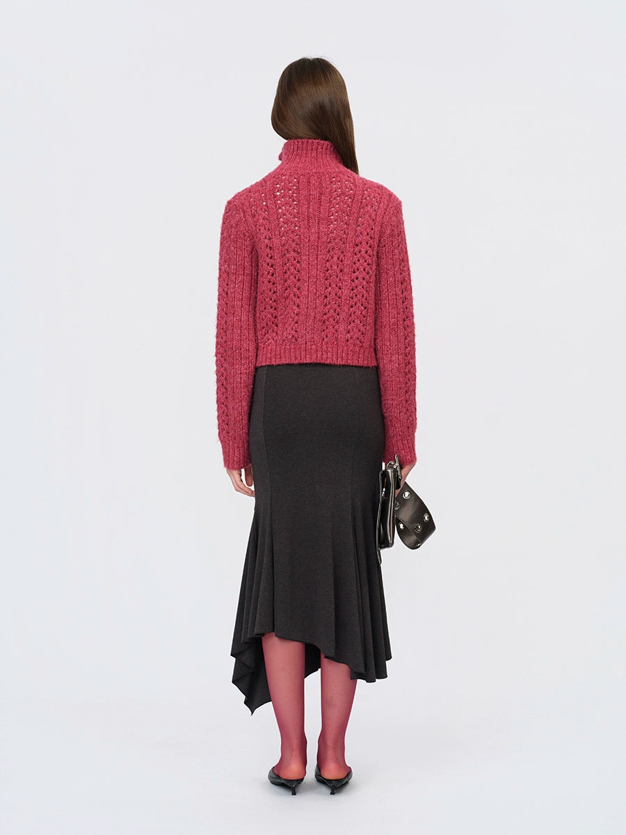 Grey Draped Knit Skirt